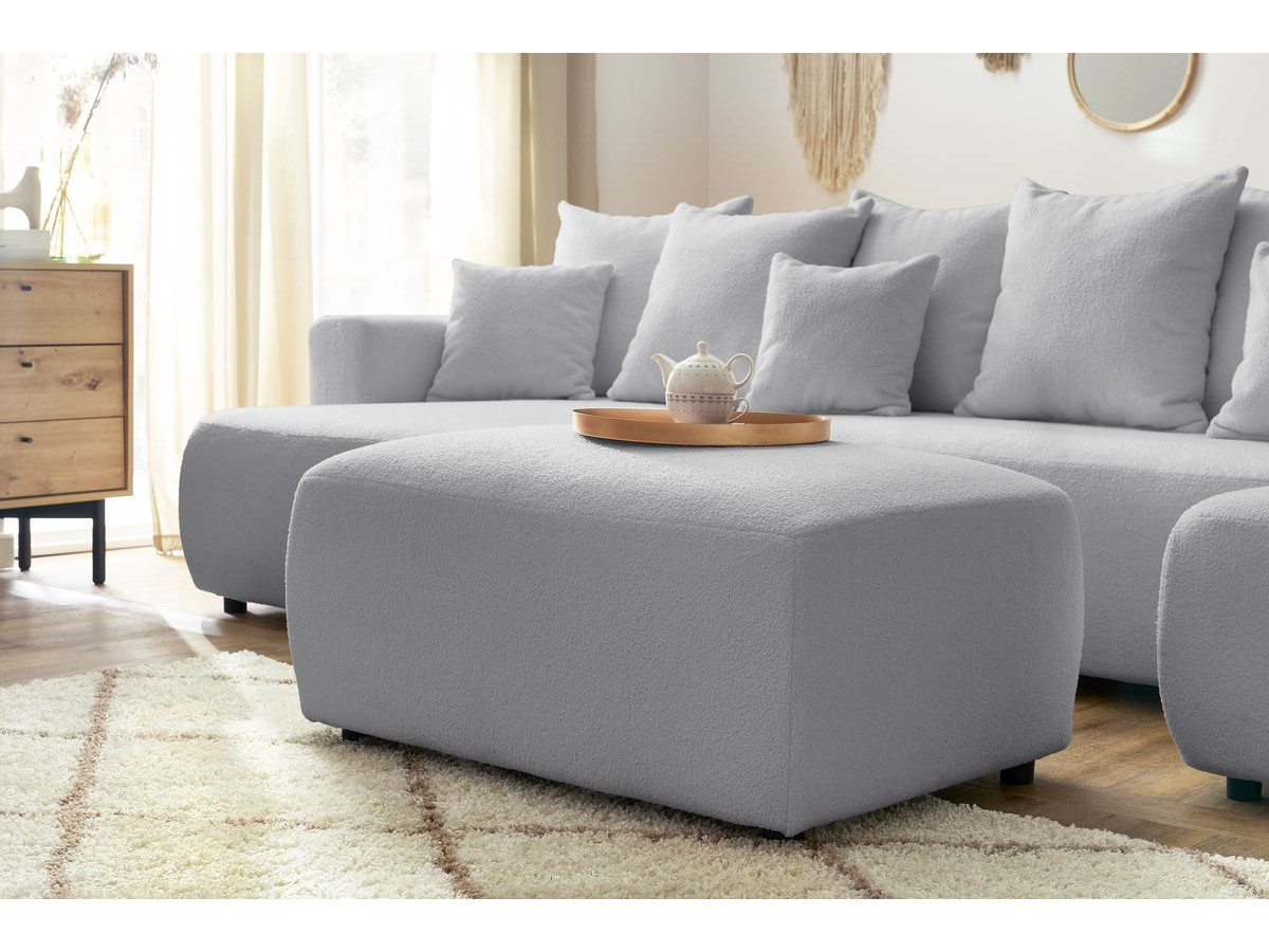 Bobochic Envy Wohnlandschaft mit rechteckigem Pouf Bouclé-Stoff Hellgrau