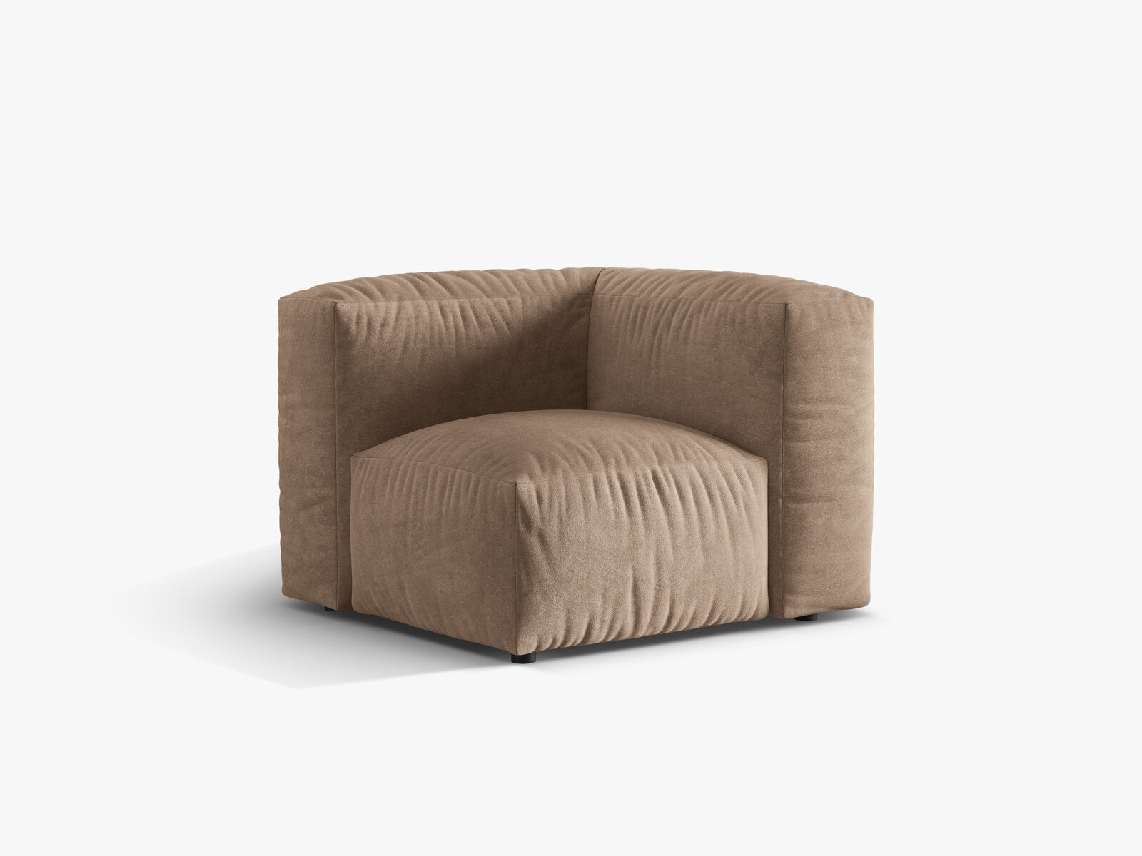 Micadoni Eckmodul Martina 1-Sitzer Klein Samt Vogue Dunkelbeige
