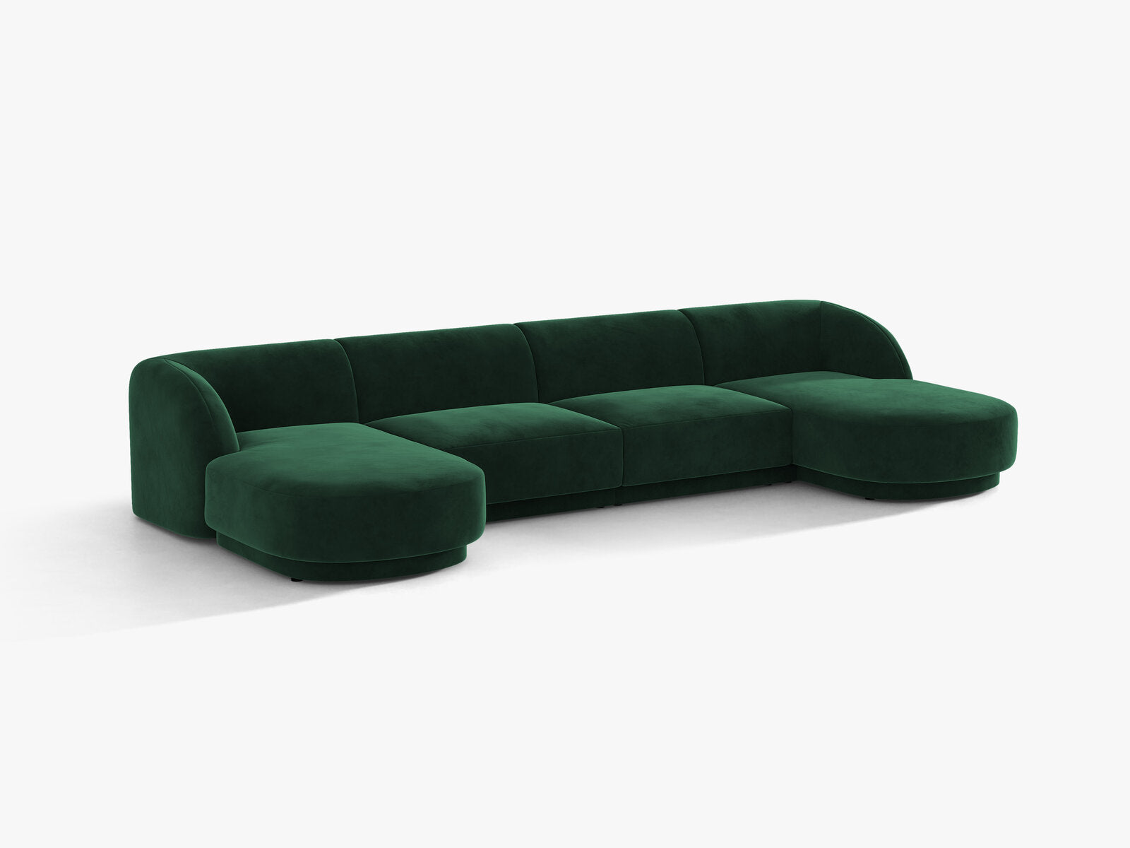 Micadoni Panorama-Sofa Miley 5-Sitzer Samt Bluvel Flaschengrün