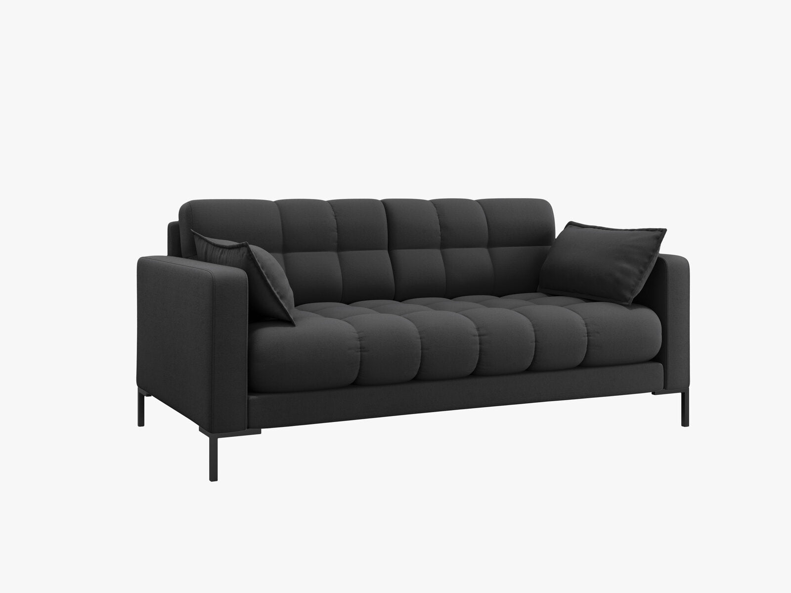 Micadoni Sofa Mamaia 2-Sitzer Strukturierter Stoff Neve Dunkelgrau schwarze Beine
