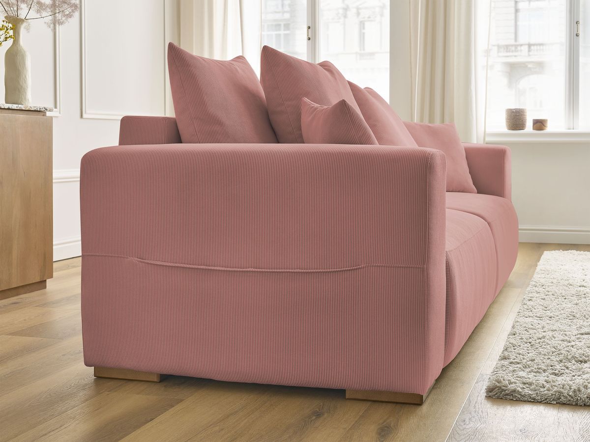 Bobochic Sidonie Schlafsofa 3-Sitzer mit Bettkasten Cordsamt Rosa
