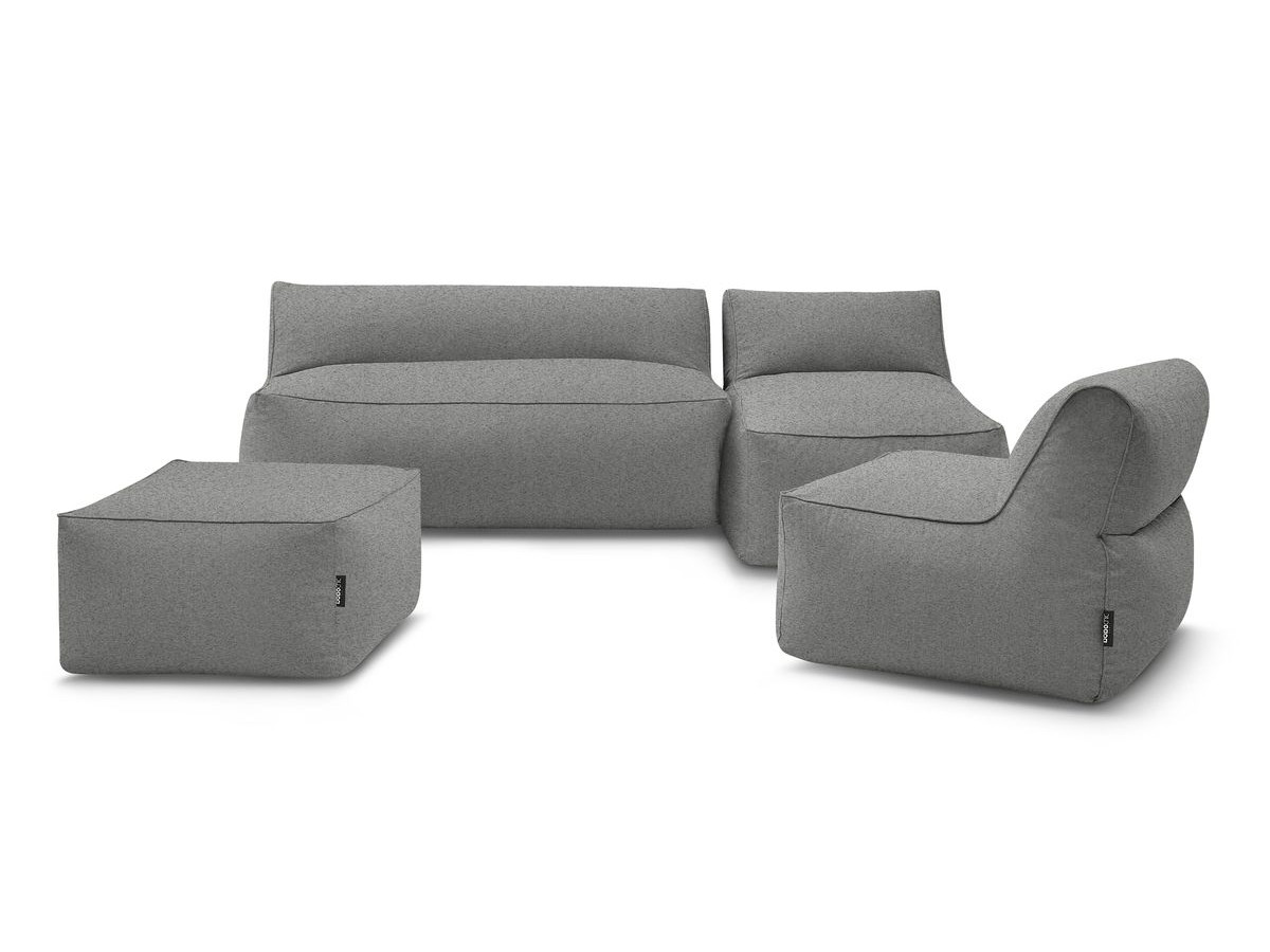 Bobochic Riviera Gartensofa 5-Sitzer mit Pouf Stoff Dunkelgrau