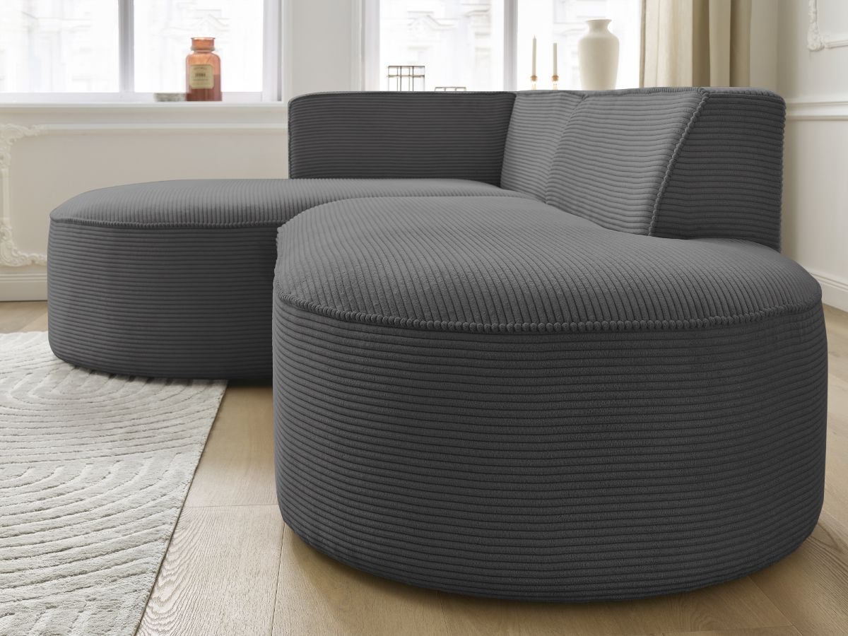 Bobochic Rousseau Ecksofa Cordsamt Dunkelgrau Ecke links