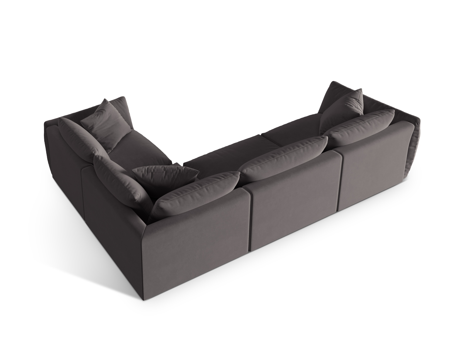 Micadoni Ecksofa Chris 4-Sitzer Rechts Samt Dunkelgrau