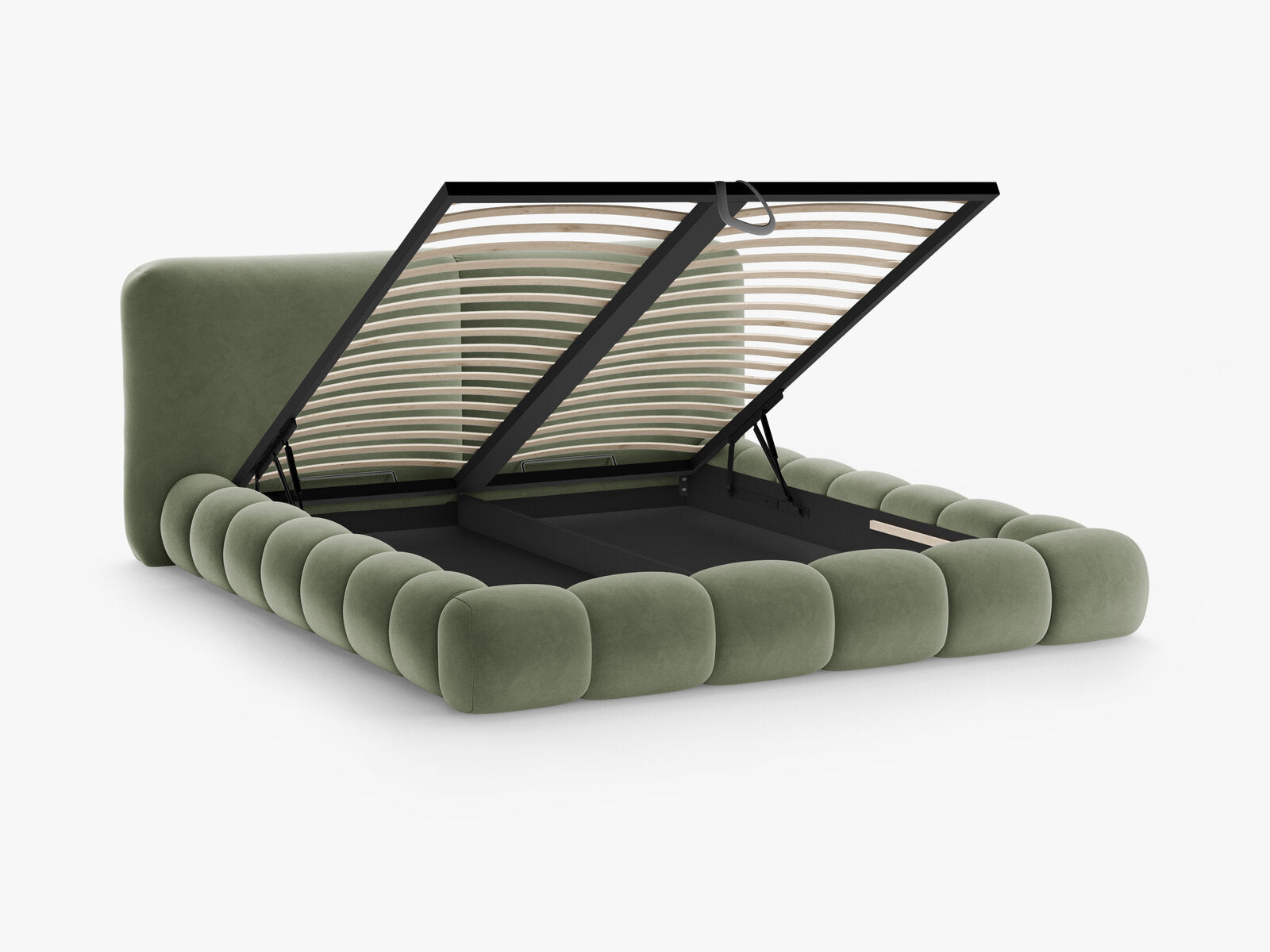 Micadoni Stauraumbett mit Kopfteil Solange Samt Magic Velvet Grün 180x200