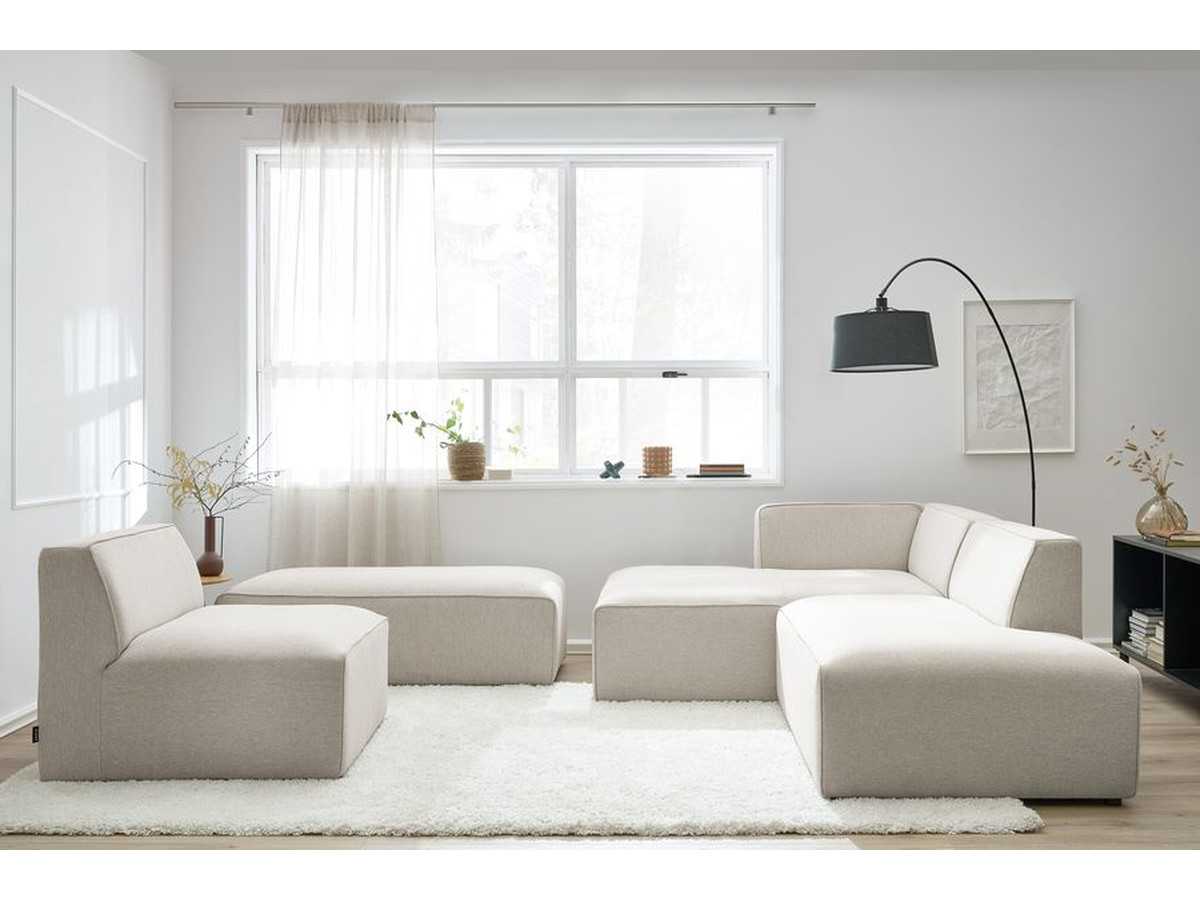 Bobochic Megeve Ecksofa mit Pouf Melange-Stoff Beige Ecke links