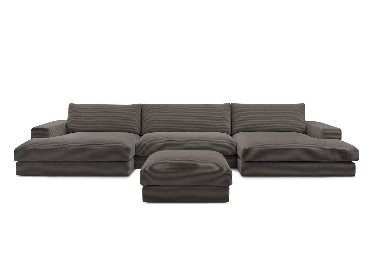 Bobochic Leonard Wohnlandschaft mit Pouf 349 × 159 cm Cordsamt Braun