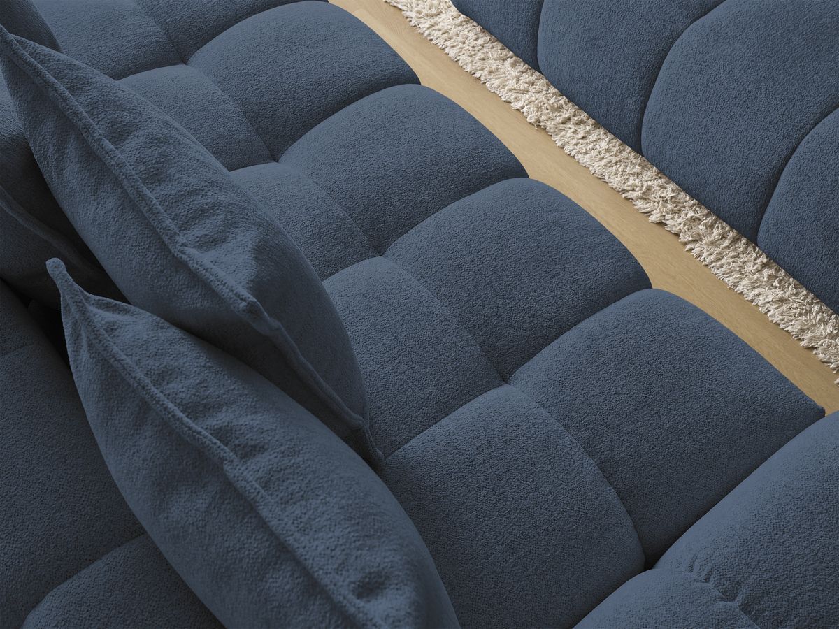 Bobochic Everest Sofa 3-Sitzer mit Pouf, 5 Kissen Melange-Stoff Dunkelblau