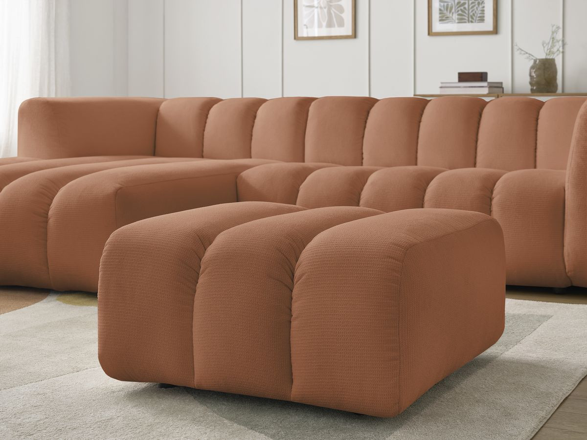 Bobochic Talia Ecksofa mit Pouf Melange-Stoff Orange Ecke links