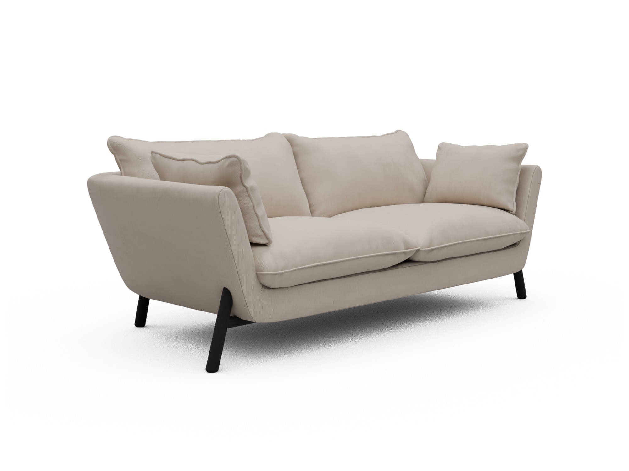 Skandi Home Sofa Emil Soft 2-Sitzer Beinfarbe Eiche Schwarz Cordufine-Off-White moebelfaktor