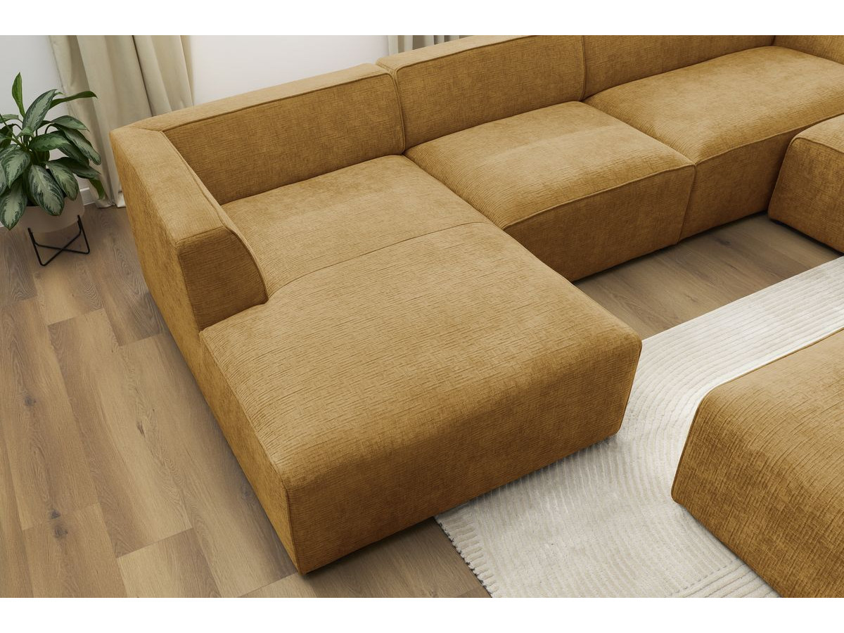 Bobochic Megeve Wohnlandschaft mit Pouf Strukturstoff Gelb Ecke links