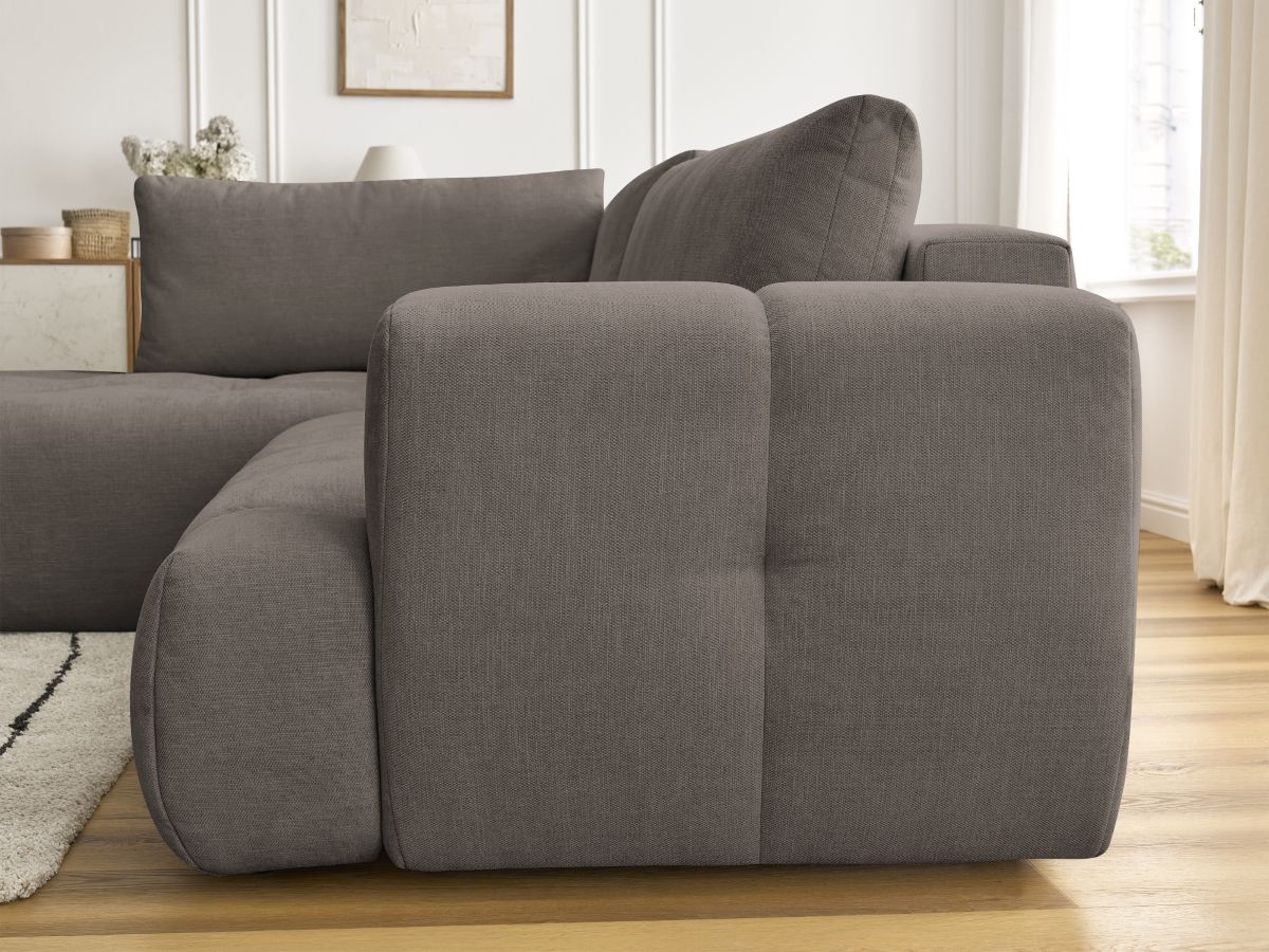Bobochic Fuji Ecksofa mit Schlaffunktion und Bettkasten 282 × 204 cm Stoff Taupe Ecke links