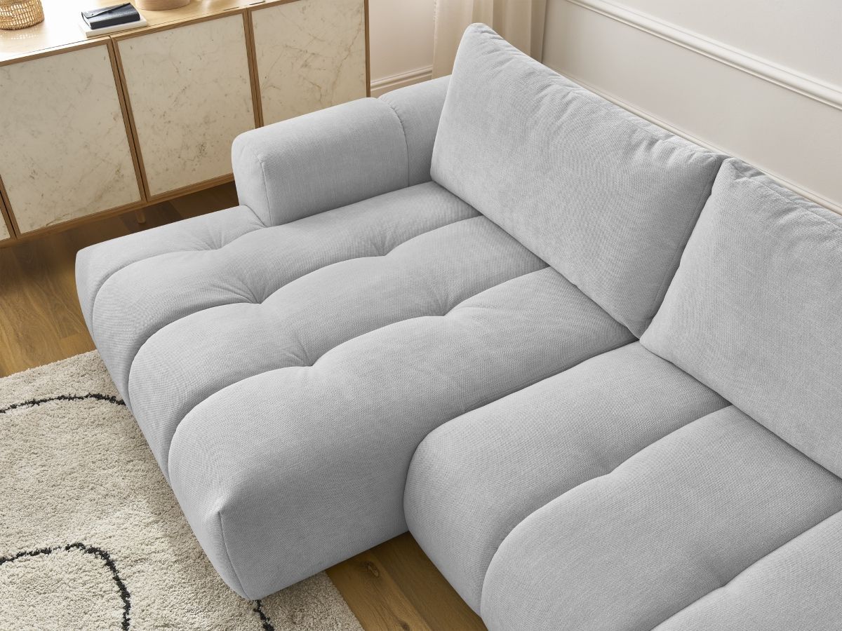 Bobochic Fuji Ecksofa mit Schlaffunktion und Bettkasten 292 × 160 cm Stoff Hellgrau Ecke links