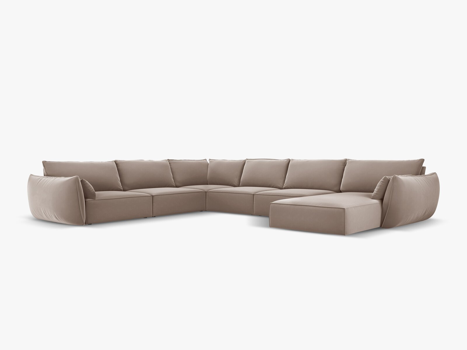 Micadoni Panorama-Ecksofa Kaelle 8-Sitzer Links Samt Cappuccino