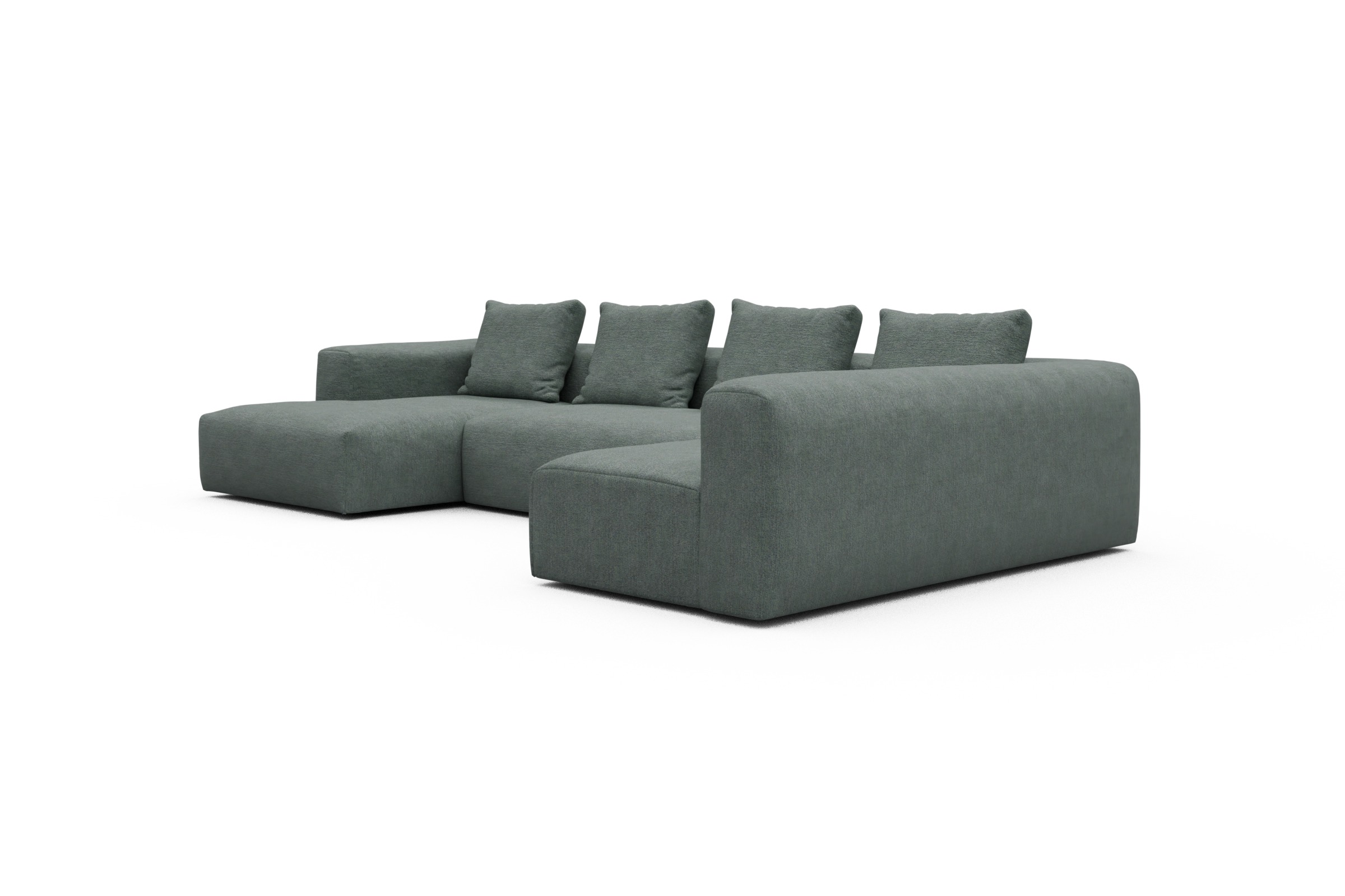 Wohnlandschaft Fred Chaiselongue links mit 2-Sitzer und lange Armlehne rechts Carreno-Ice-Blue