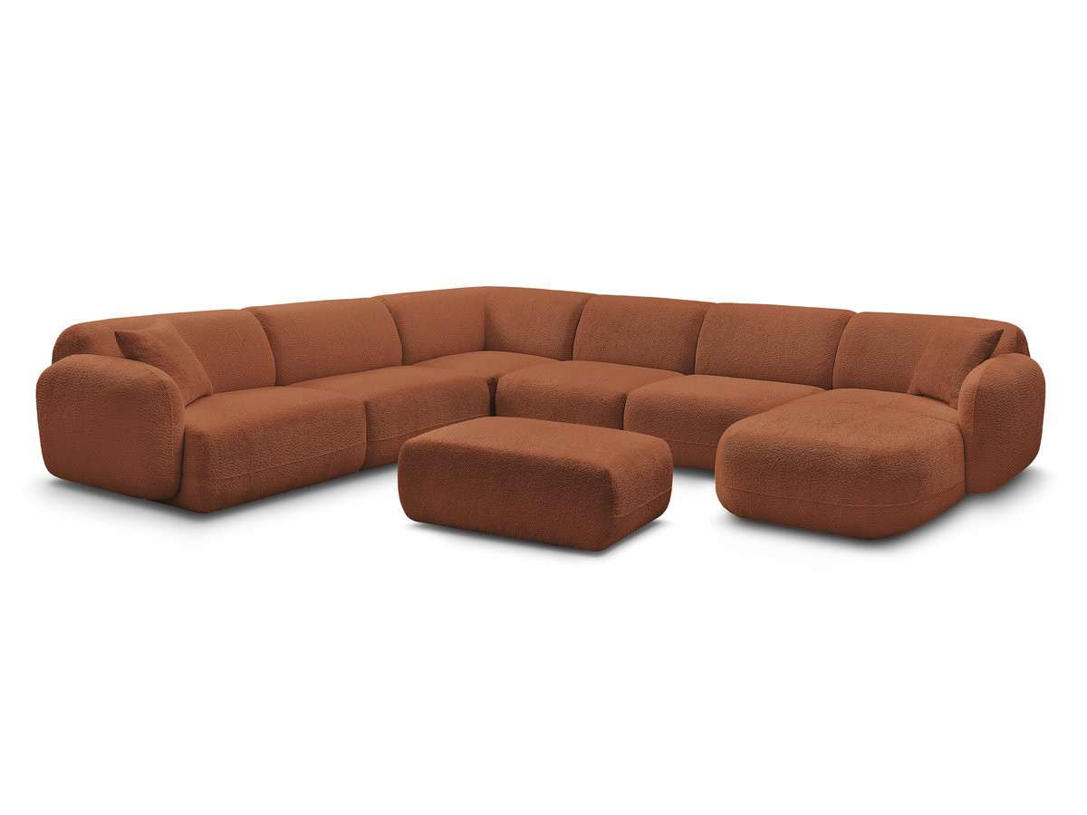 Bobochic Anda Wohnlandschaft mit Pouf 373 × 289 cm Chenille Orange Ecke links