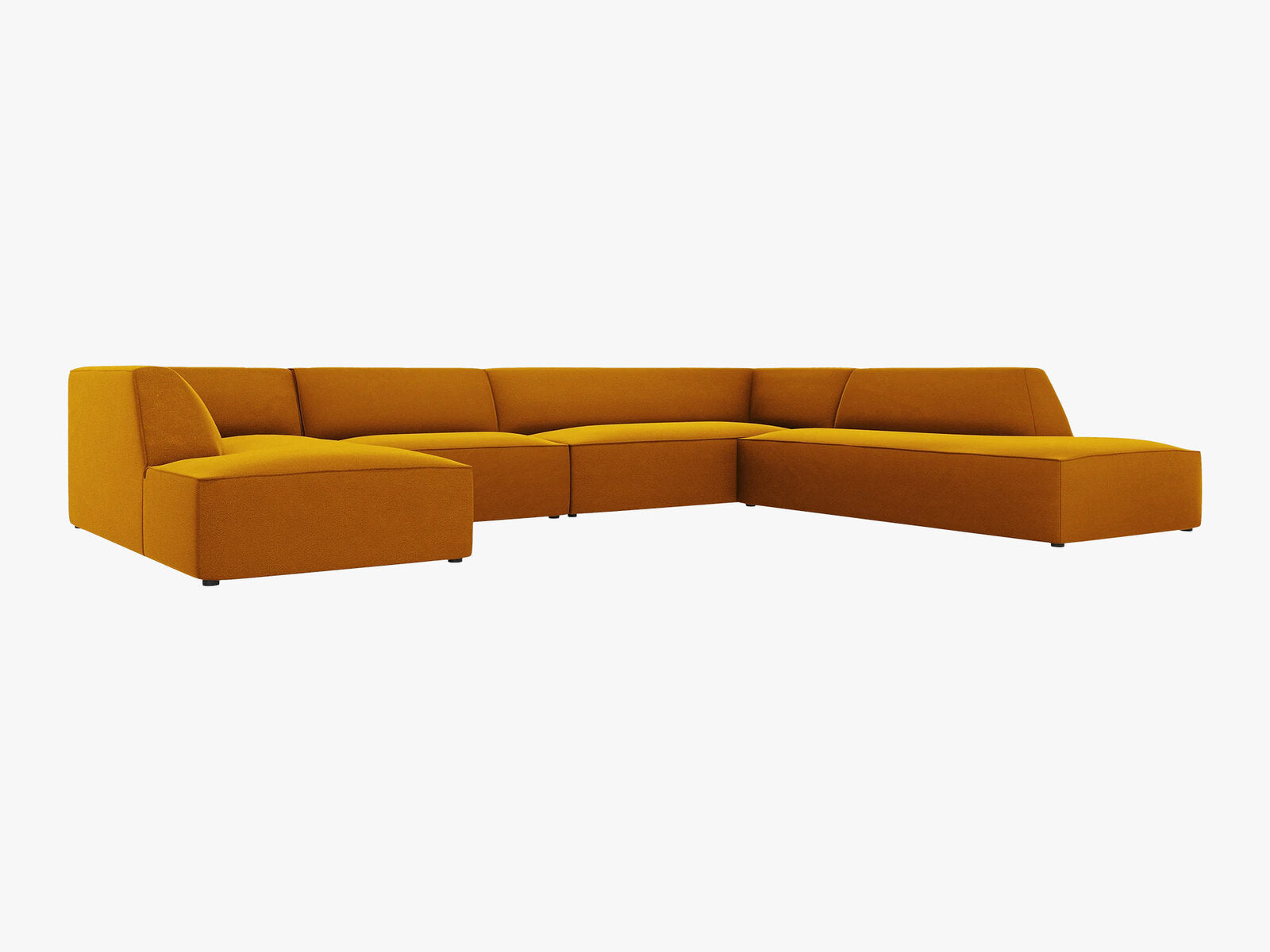 Micadoni Panorama-Ecksofa Ruby 7-Sitzer Rechts Samt Salvador Gelb