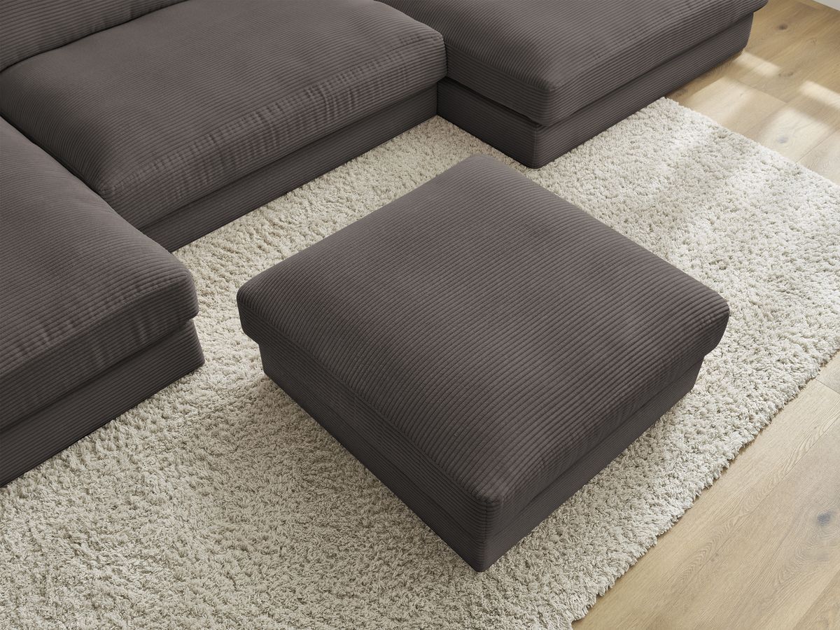 Bobochic Leonard Wohnlandschaft mit Pouf 349 × 159 cm Cordsamt Braun