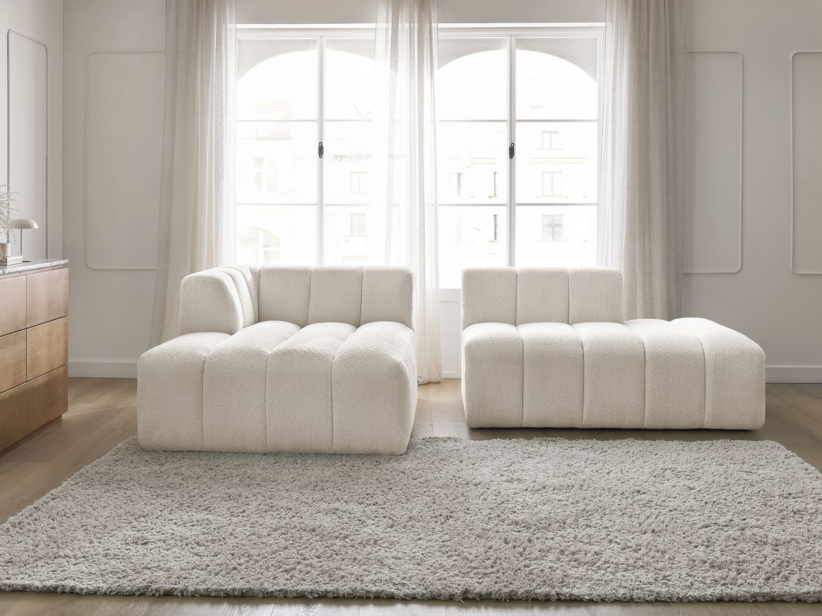 Bobochic Annecy Ecksofa Bouclé-Stoff Weiß Ecke links
