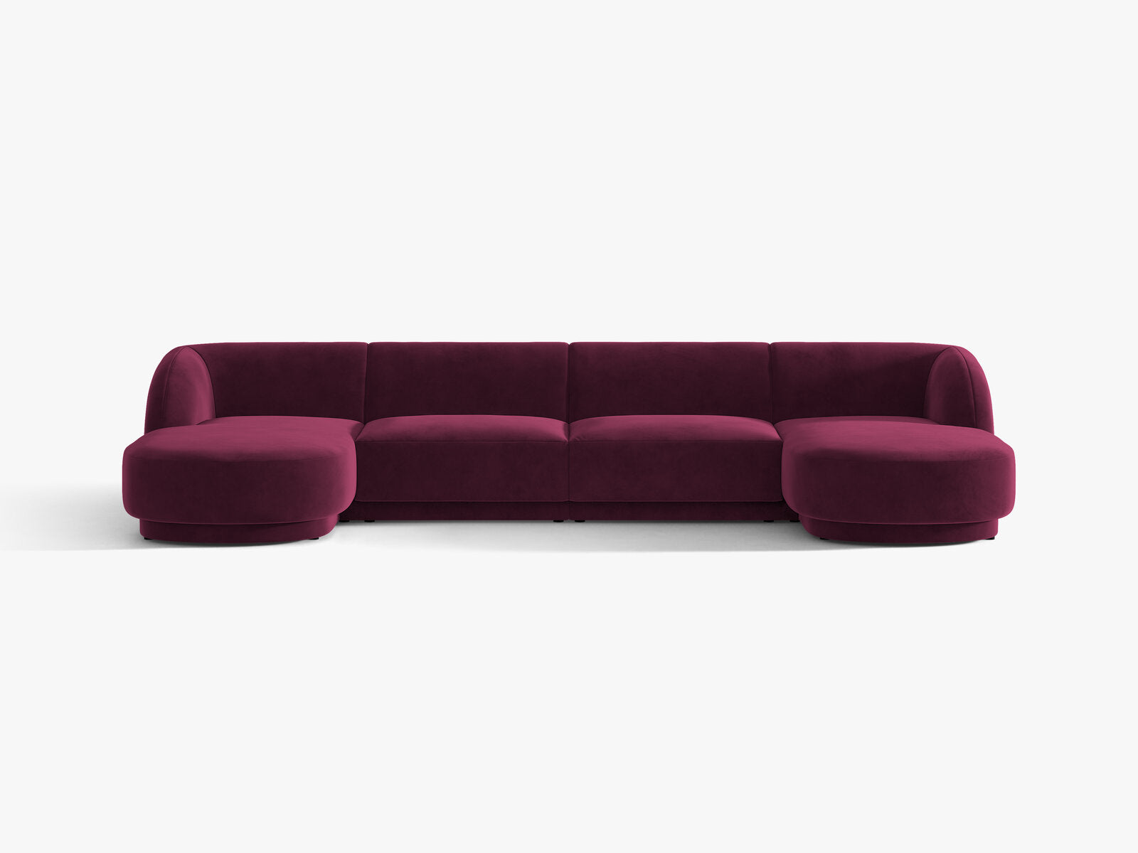 Micadoni Panorama-Sofa Miley 5-Sitzer Samt Venus Burgunder