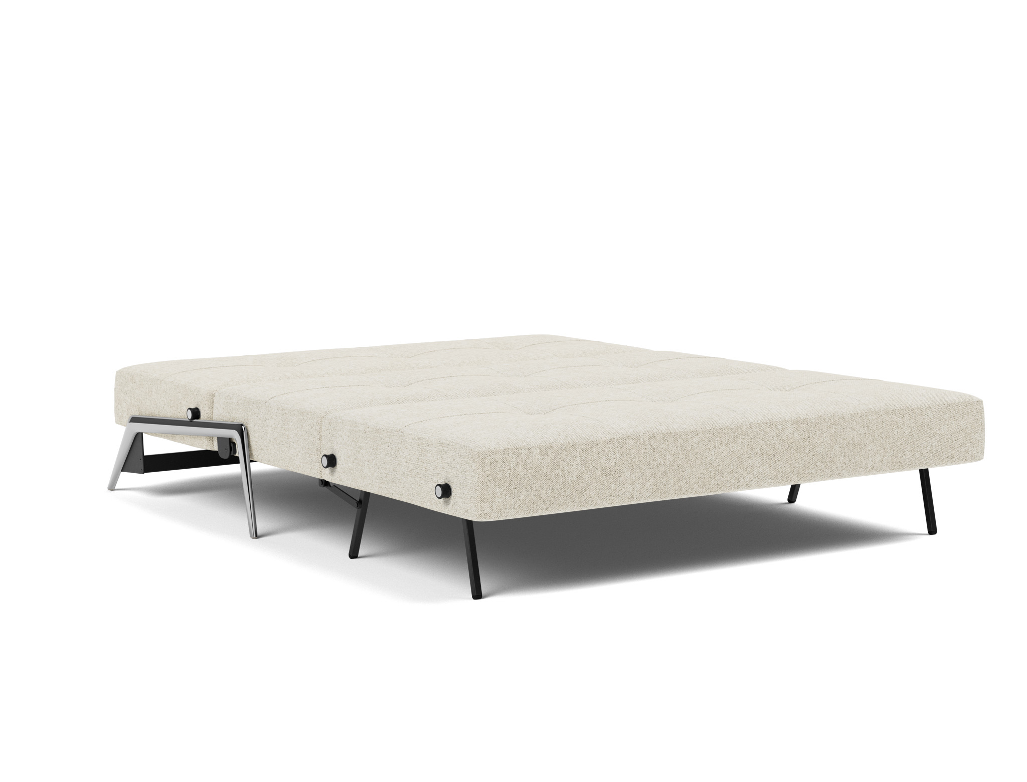 Schlafsofa Cubed 160 Strukturierter Stoff Taura 357-Off-White Beine Aluminium