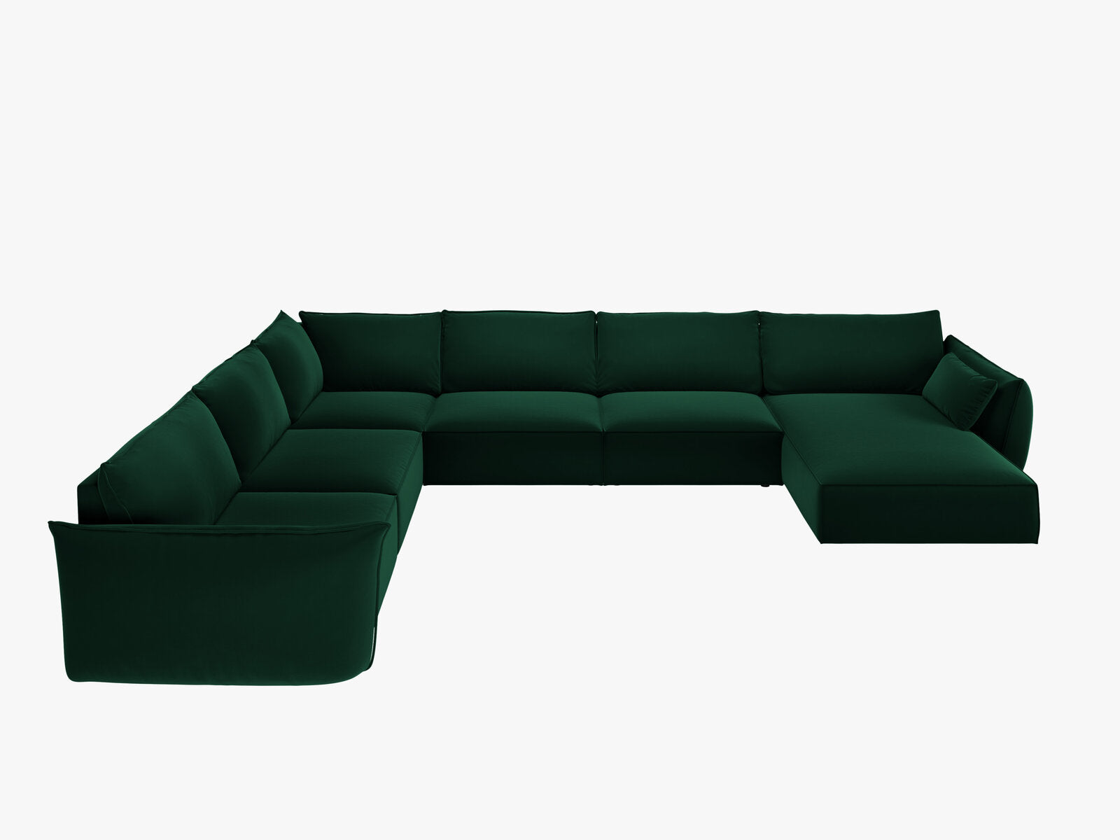 Micadoni Panorama-Ecksofa Kaelle 8-Sitzer Links Samt Bluvel Flaschengrün