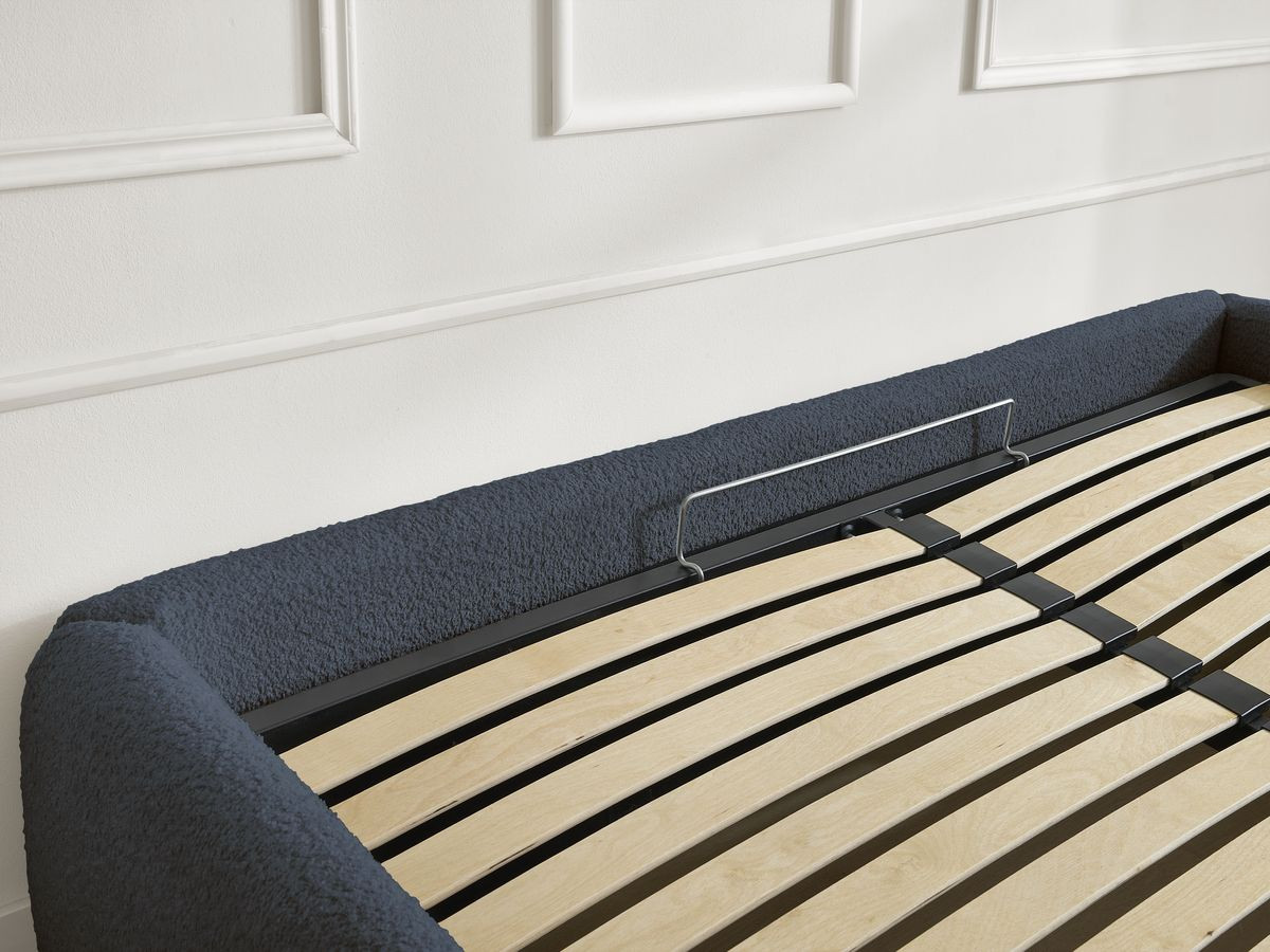 Bobochic Inera Bettgestell mit Bettkasten, ohne Kopfteil Bouclé-Stoff Blau, Liegefläche 140 × 190 cm