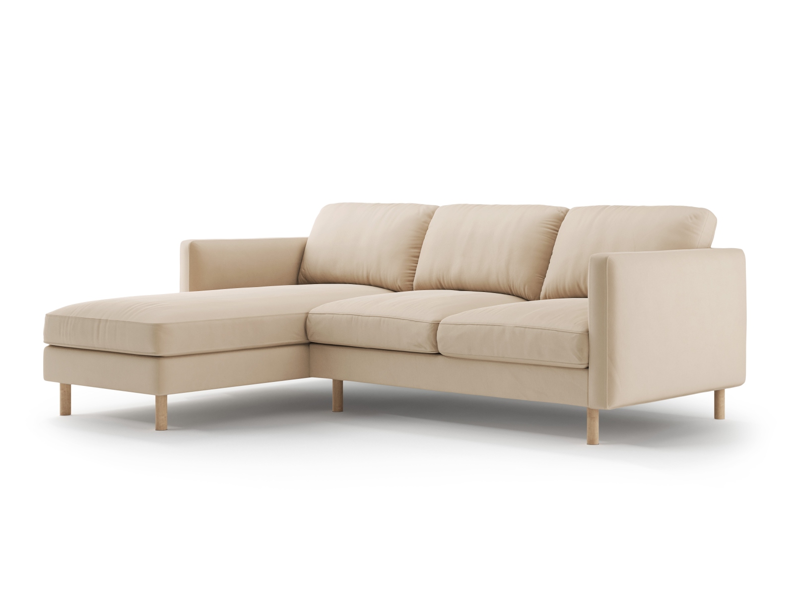 Micadoni Ecksofa Eden Groß 3-Sitzer Links Samt Nude