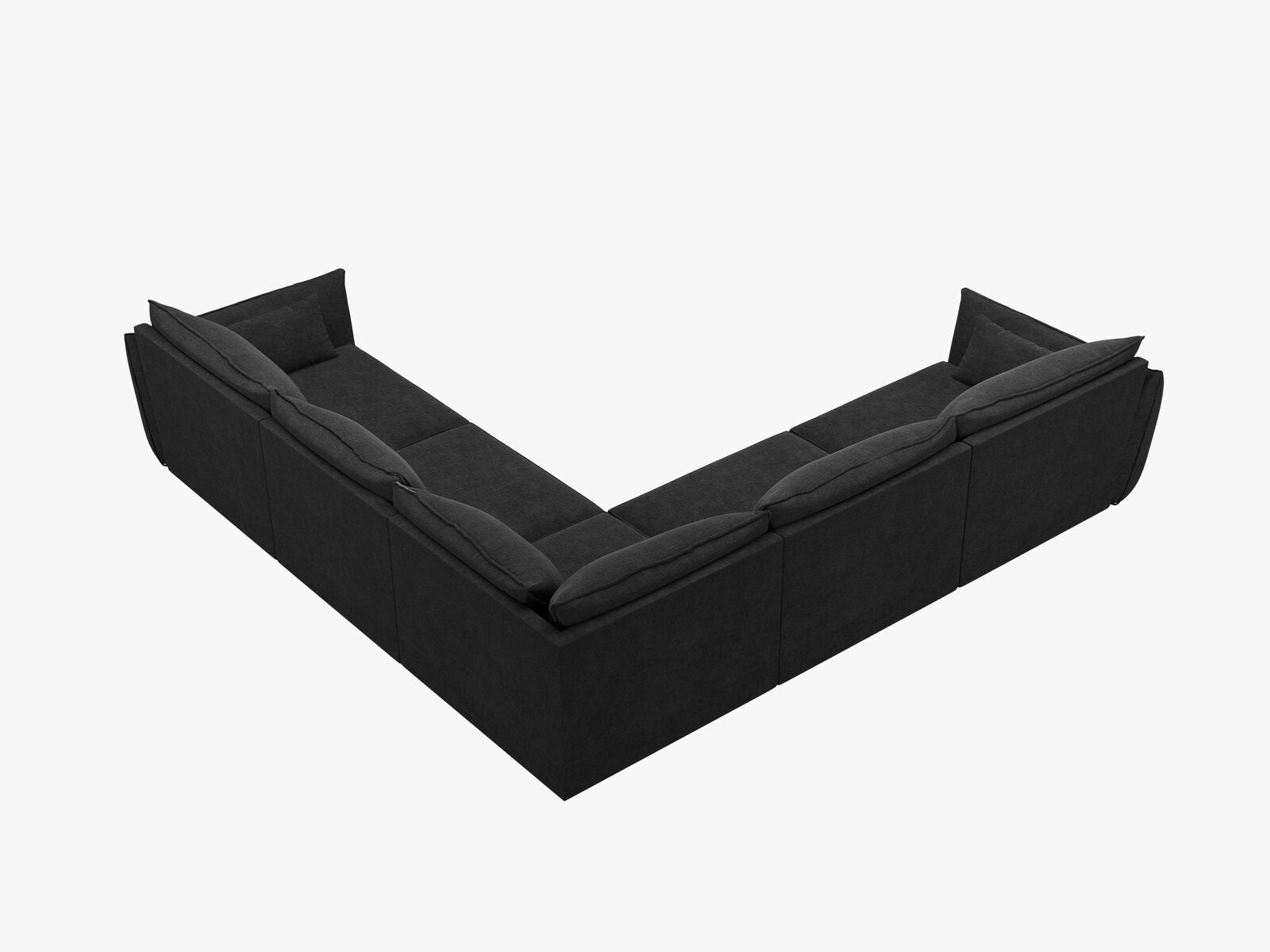 Micadoni Ecksofa Kaelle 7-Sitzer Chenille Over The Horizon Schwarz