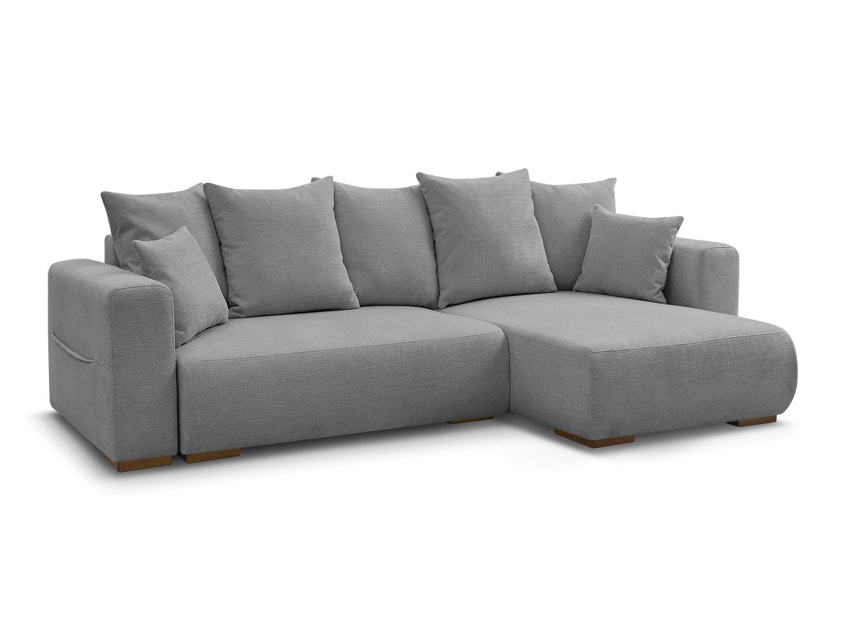 Bobochic Sidonie Ecksofa mit Schlaffunktion und Bettkasten Melange-Stoff Dunkelgrau