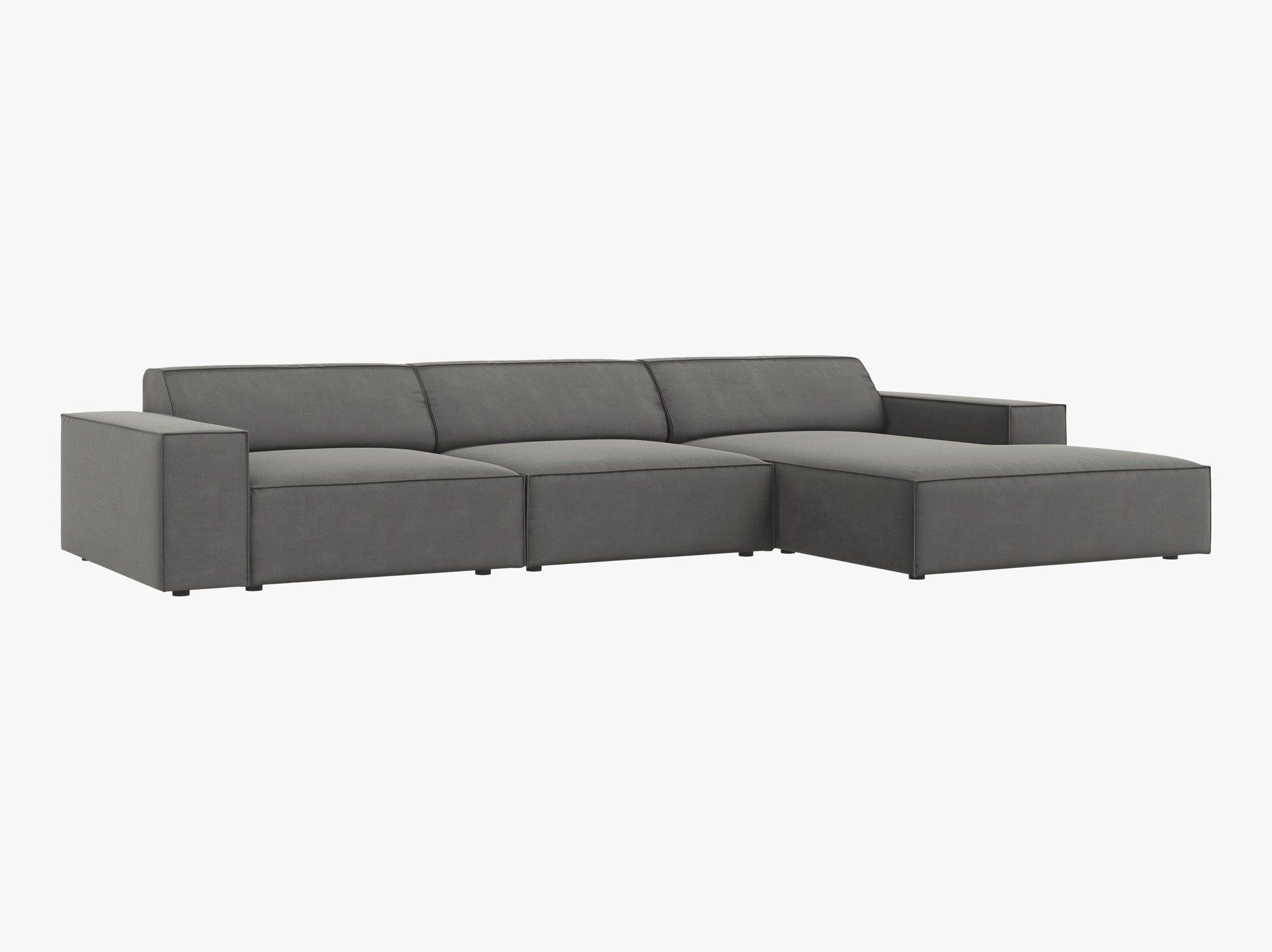 Micadoni Ecksofa Jodie 4-Sitzer Rechts Samt Bluvel Hellgrau
