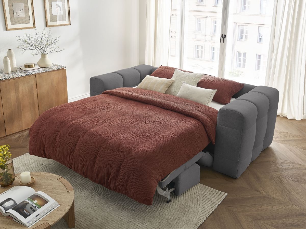 Bobochic Cloud Schlafsofa 3-Sitzer Stoff Dunkelgrau