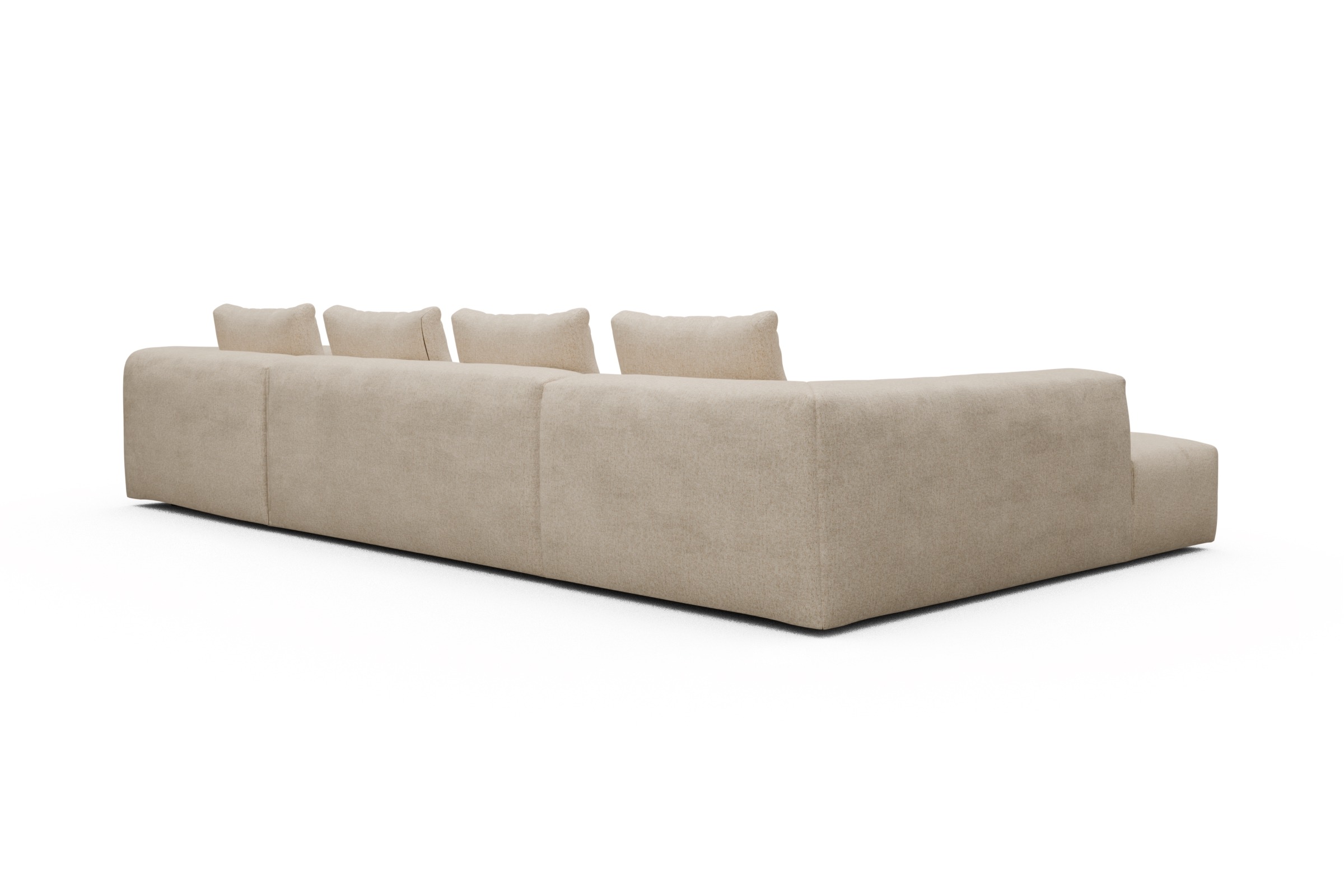 Wohnlandschaft Fred Relax-Ecke links mit 2-Sitzer und Chaiselongue rechts Strukturierter Stoff Casone 496-Natural-Beige
