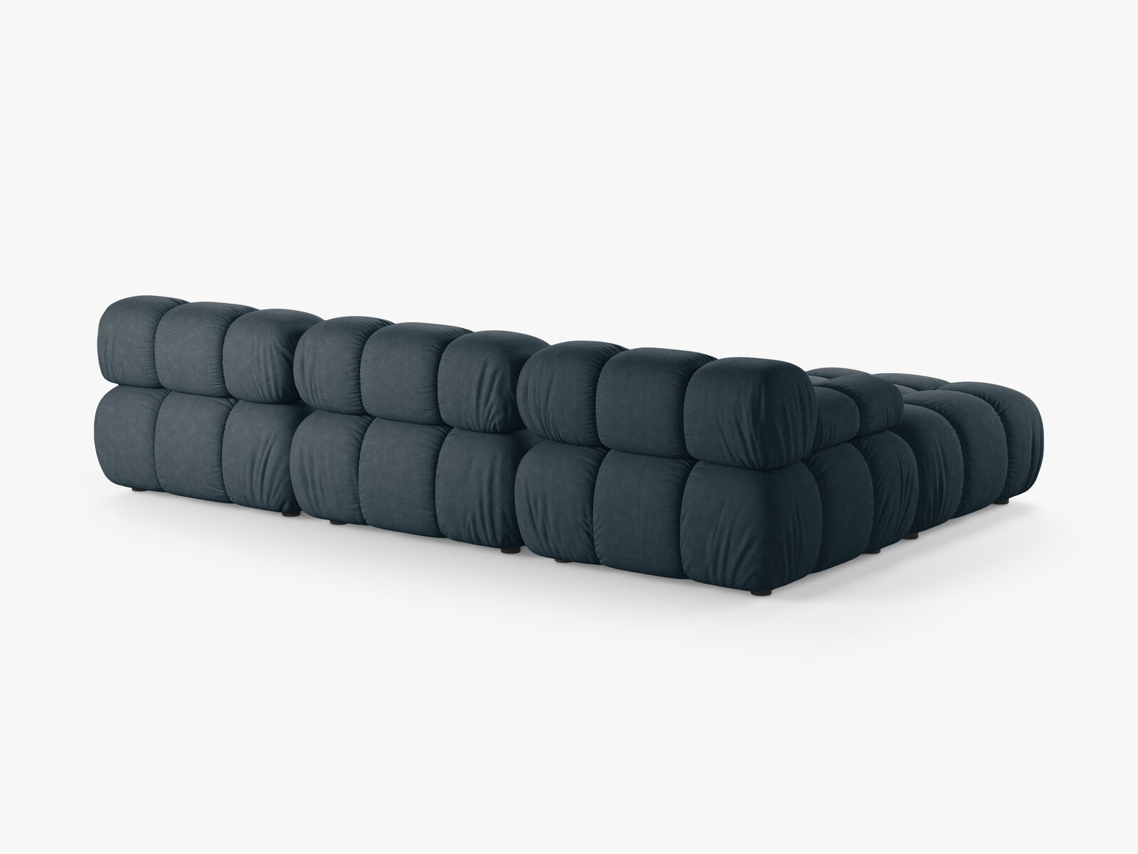 Micadoni Modulares Sofa Bellis 4-Sitzer mit flachem Modul Strukturierter Stoff Liberty Dunkel Petrol