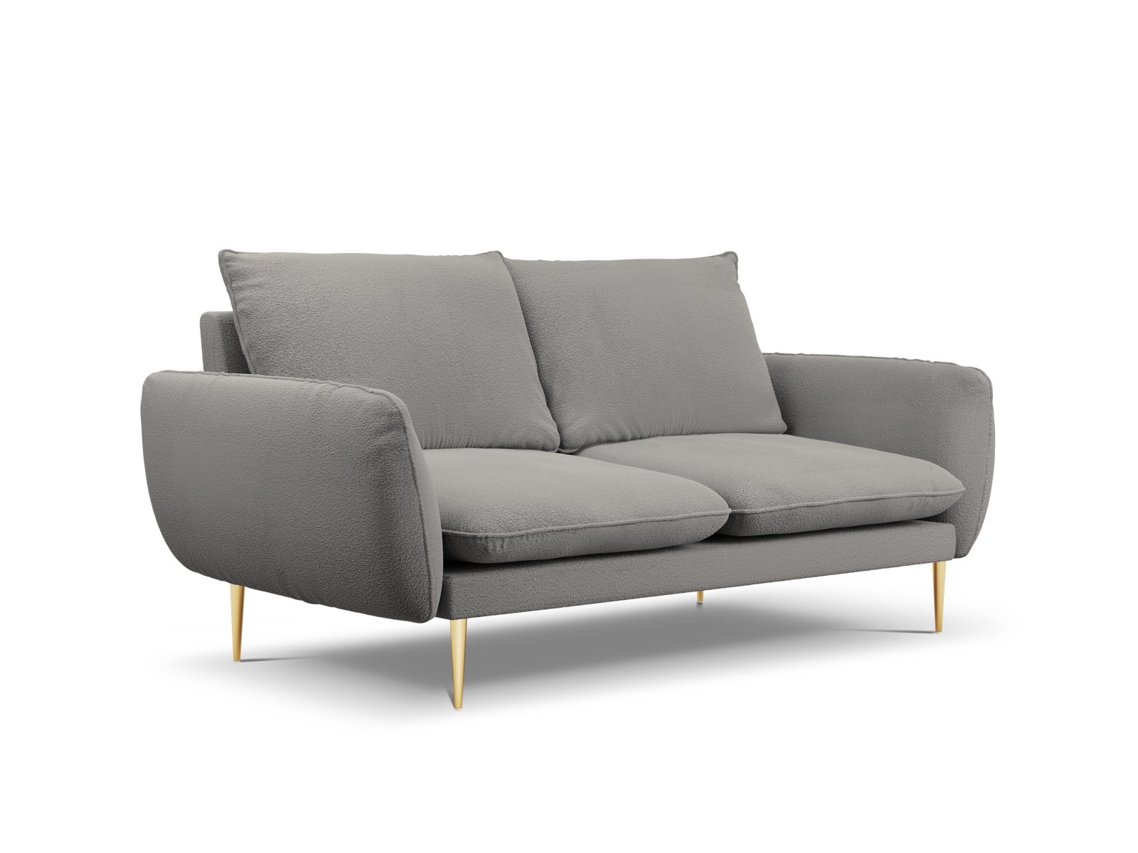 Cosmopolitan Design Sofa Vienna 2-Sitzer Boucle Ascot Grau Beine Gold