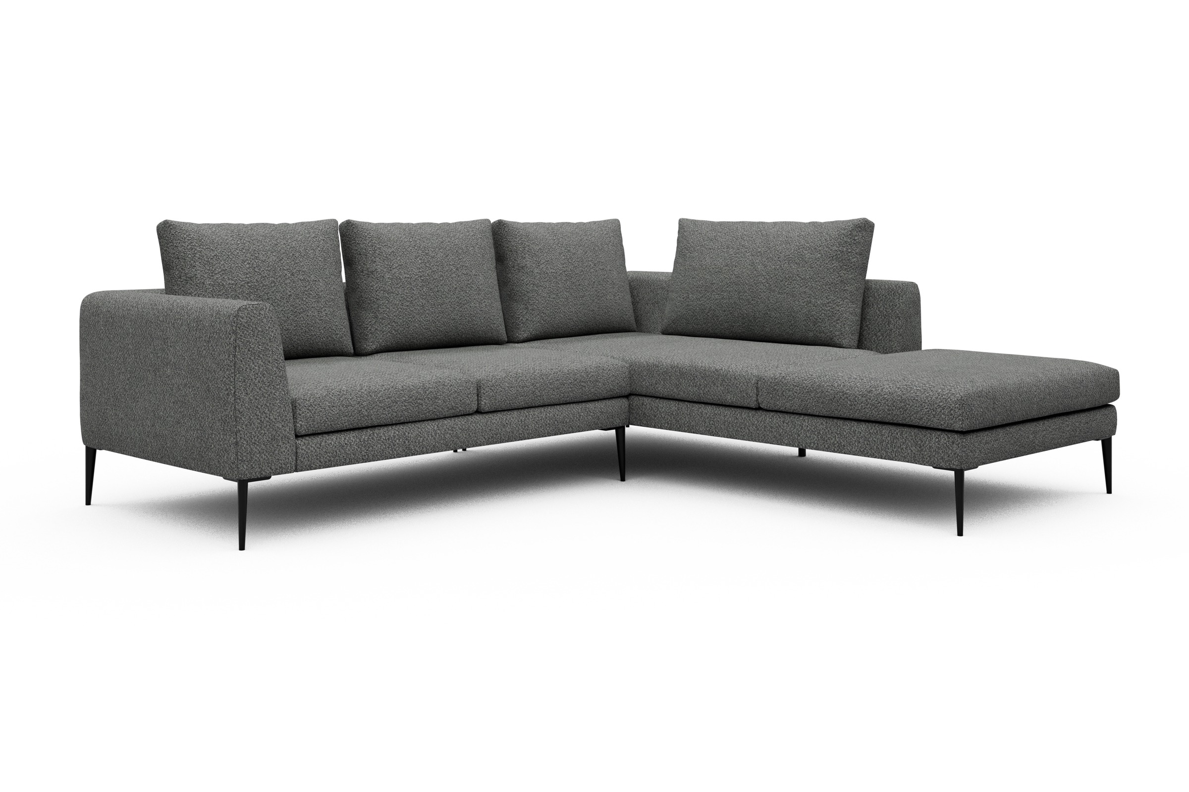 Ecksofa Paul Relax-Ecke rechts mit 2-Sitzer Vanora-Warm-Grey