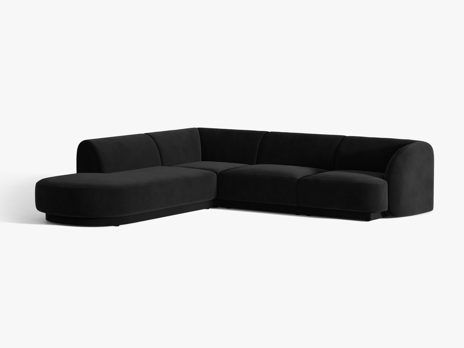 Micadoni Ecksofa Miley 6-Sitzer Links Samt Bluvel Schwarz