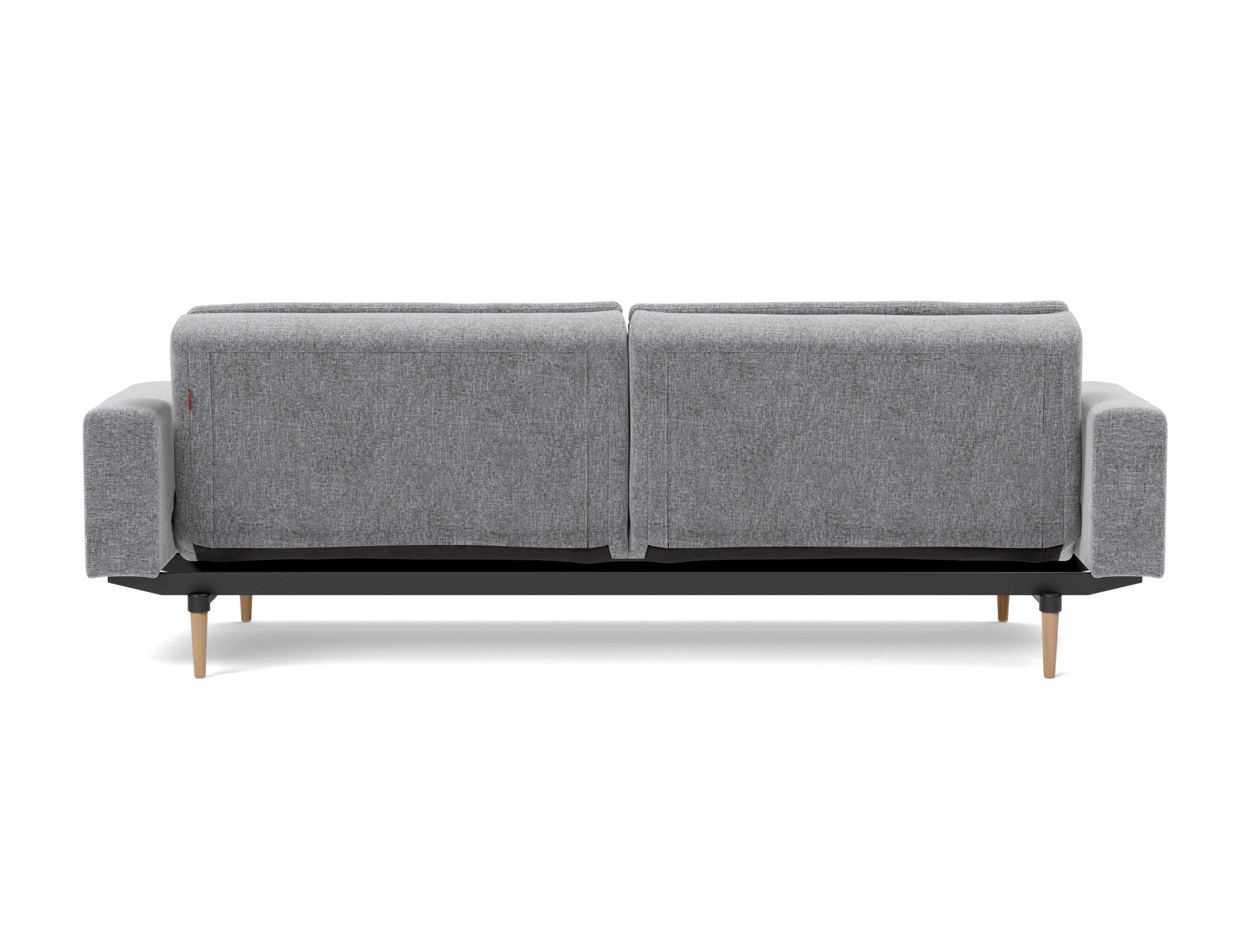 Schlafsofa Dublexo mit Armlehnen Strukturierter Stoff Twist 565-Granite Beine Styletto Eiche hell