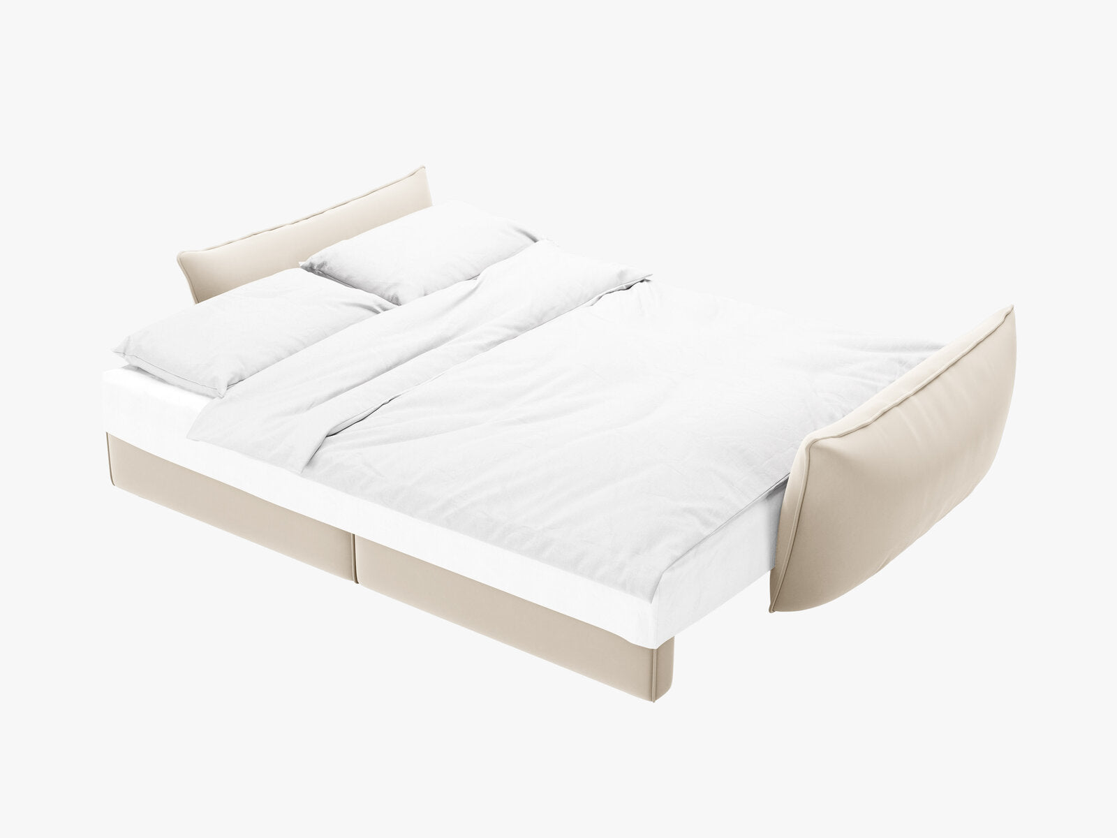 Micadoni Kaelle Sofa Mit Bettfunktion Und Stauraum Samt Bluvel Helles Beige