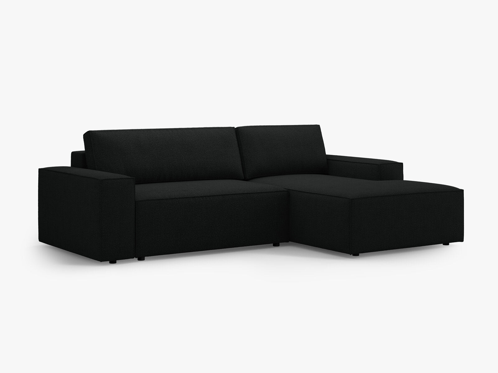 Micadoni Schlaf-Ecksofa Jodie 3-Sitzer Rechts Boucle Schwarz
