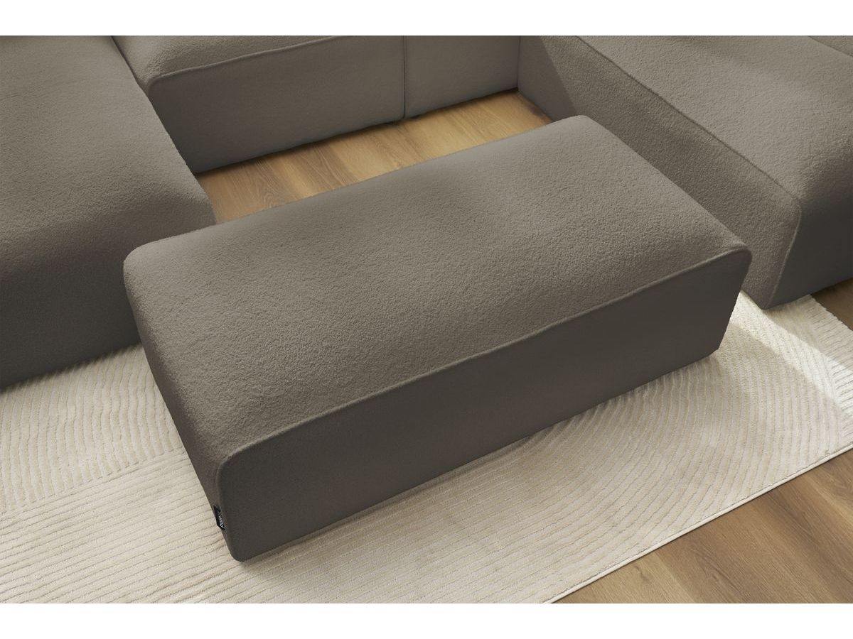 Bobochic Megeve Wohnlandschaft mit Pouf Bouclé-Stoff Braun Ecke links