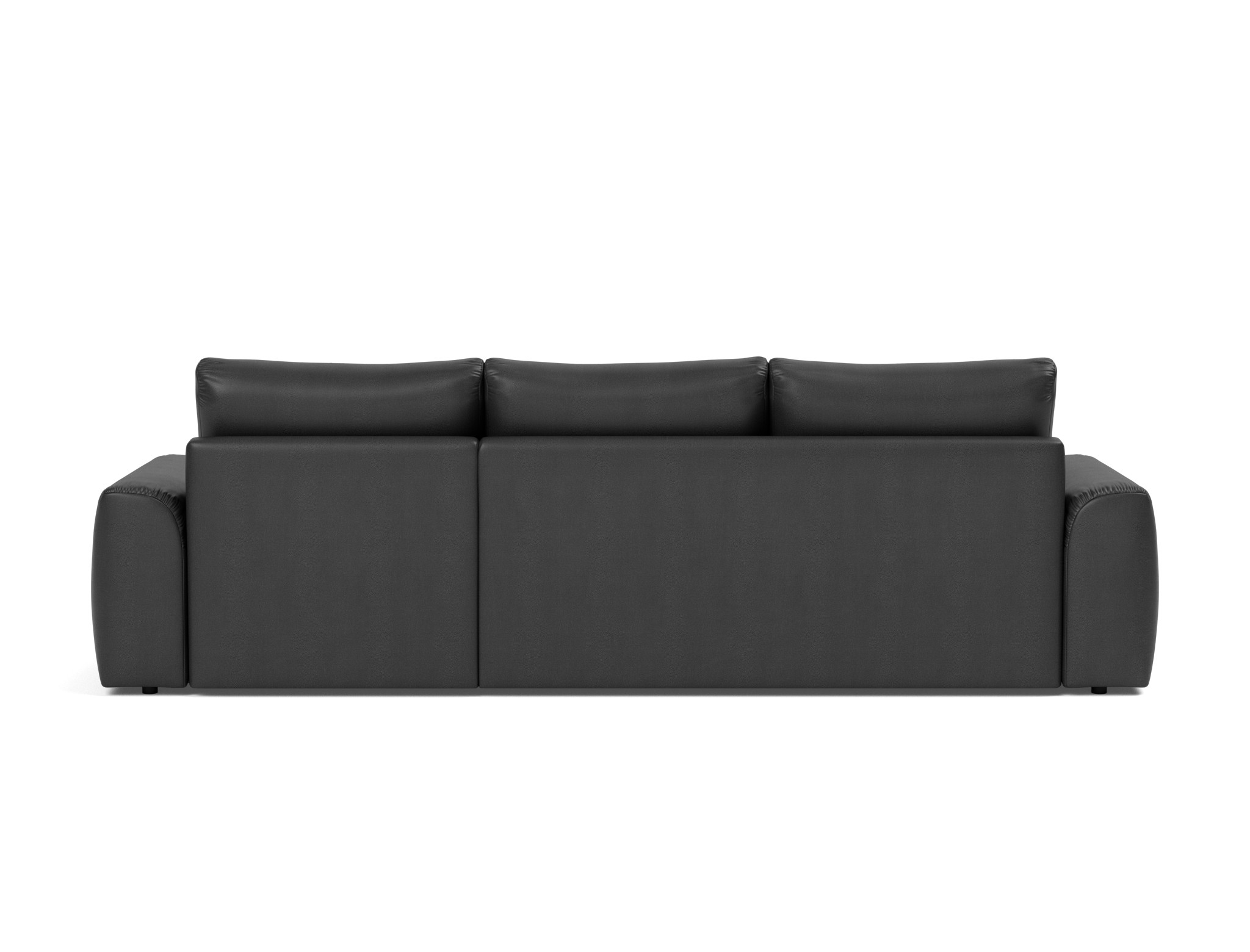 Schlafsofa Norum mit Chaiselongue und Chunky-Armlehnen Lederoptik Faunal 550-Black