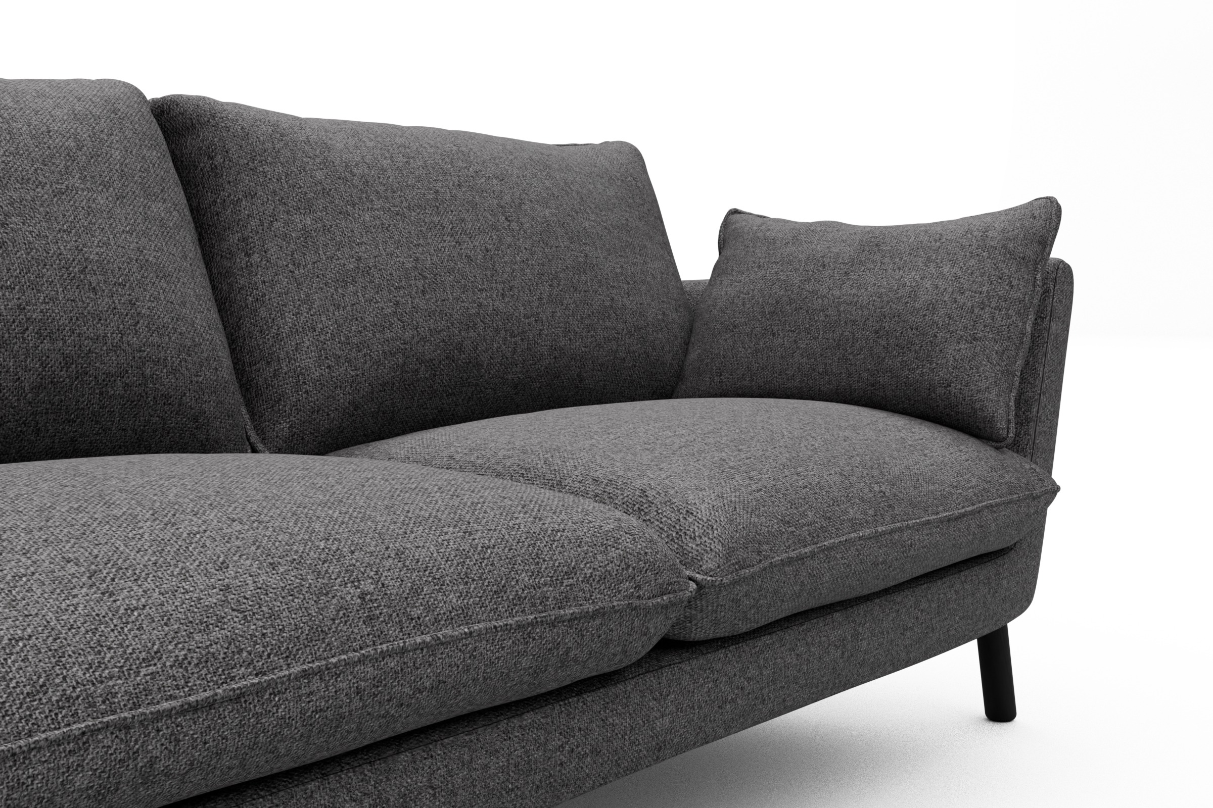 Sofa Emil 3-Sitzer Beinfarbe Eiche Schwarz Sama-Antracite