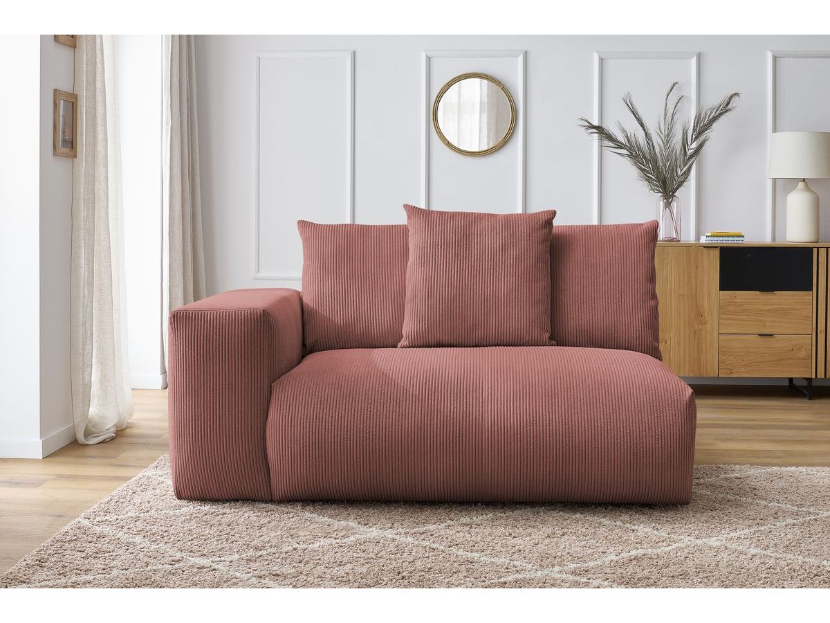 Bobochic Voltaire Sofamodul 2-Sitzer 178 × 100 cm Cordsamt Rosa Ecke links