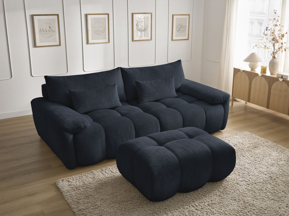Bobochic Ivane Sofa 4-Sitzer Strukturstoff Dunkelblau