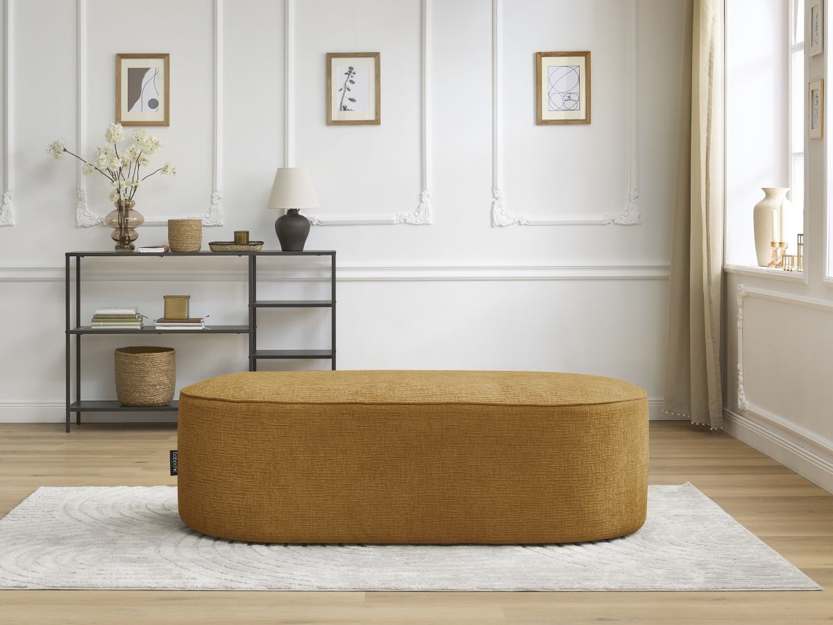 Bobochic Rousseau Pouf Strukturstoff Gelb