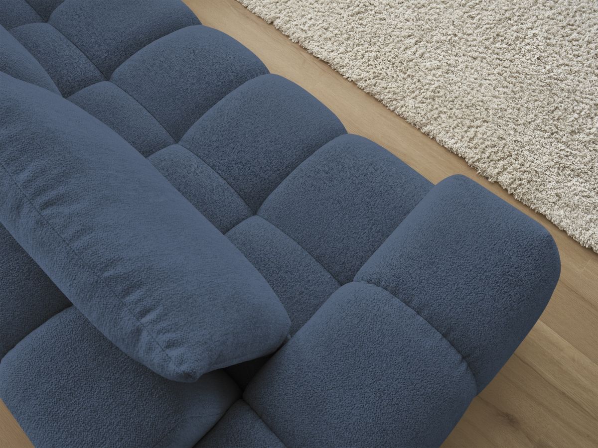 Bobochic Everest Ecksofa, 4 Kissen Melange-Stoff Dunkelblau Ecke rechts