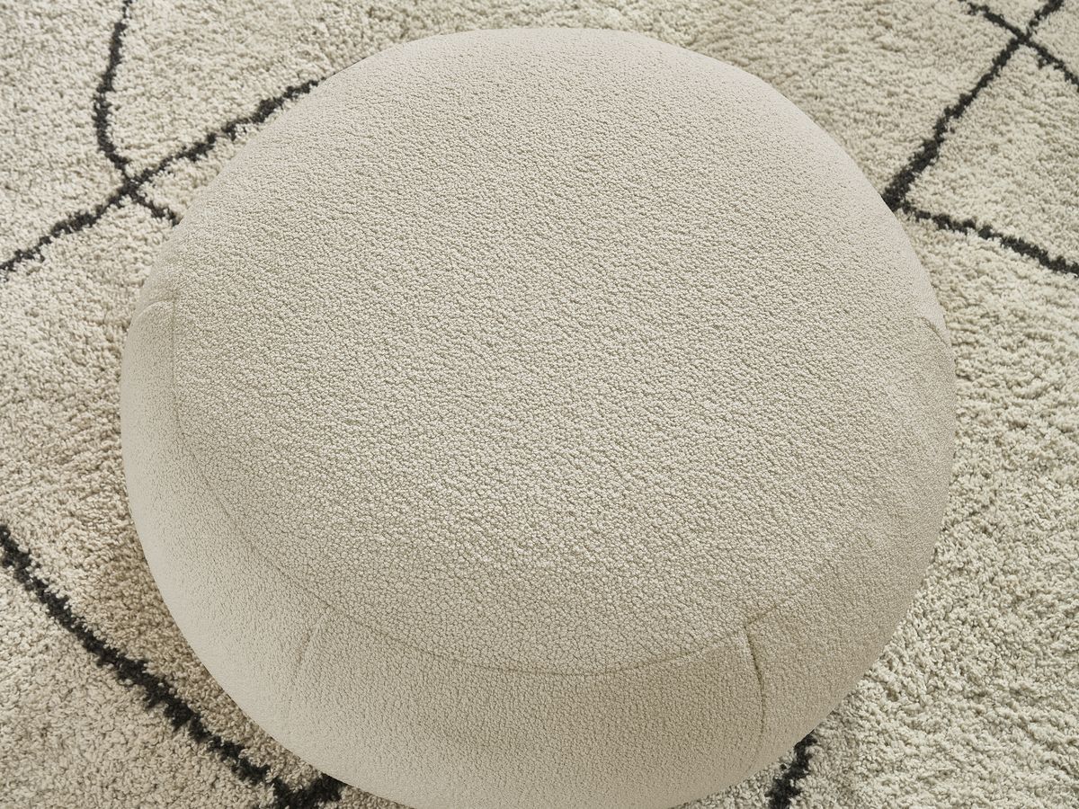 Bobochic Hayden Pouf, rund Bouclé-Stoff Beige, 76 cm