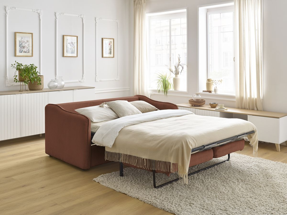 Bobochic Lenny Schlafsofa 3-Sitzer Cordsamt Orange
