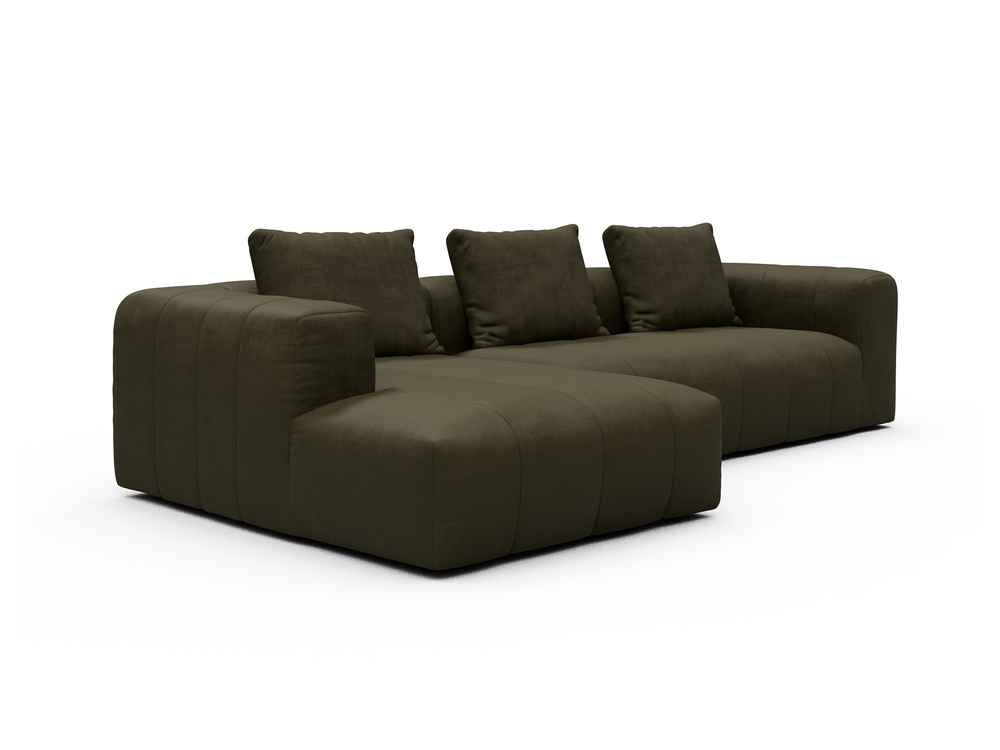 Hugo 2,5-Sitzer Armlehne rechts mit Chaiselongue Cordufine-Pine-Green moebelfaktor